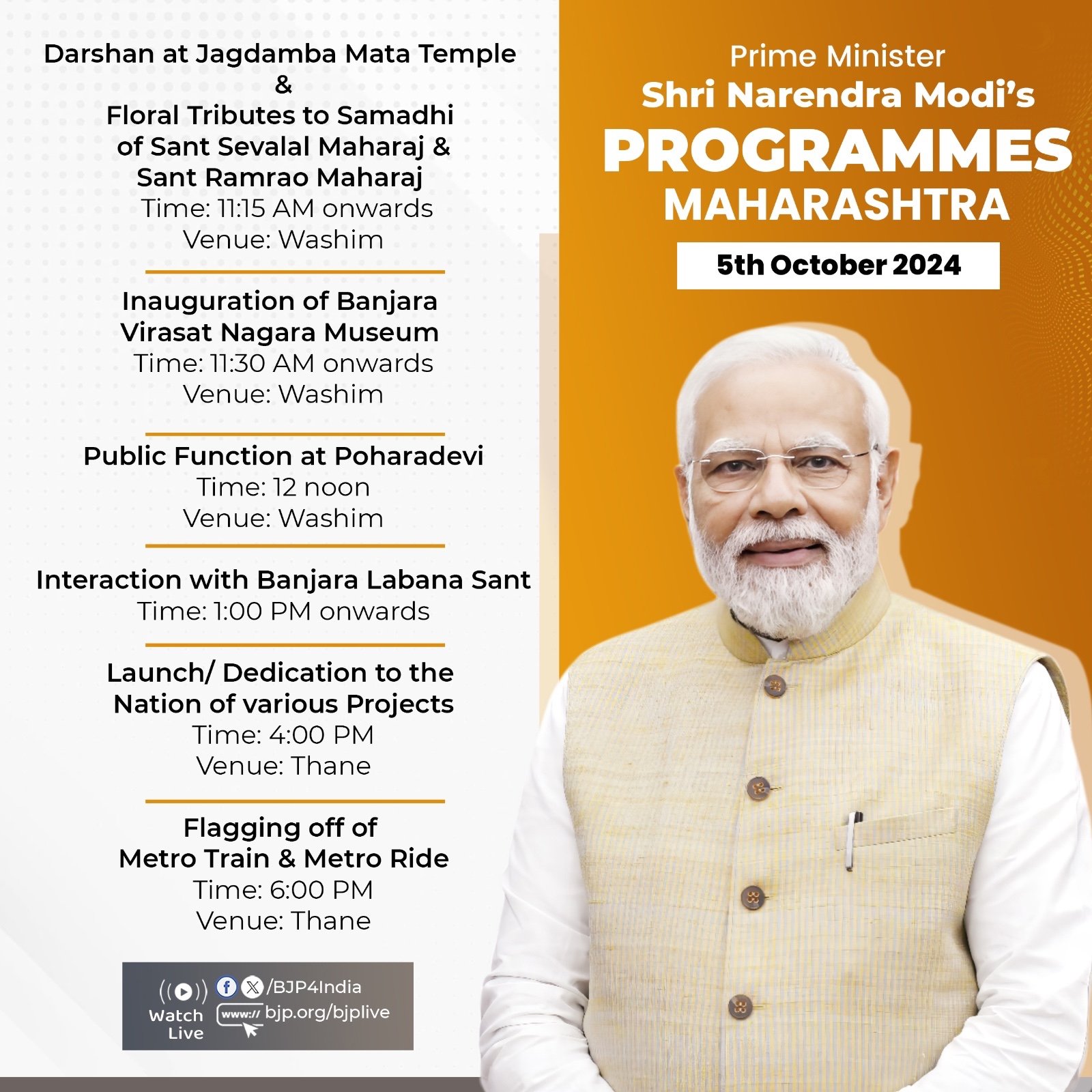 Narendra Modi’s public programmes in Maharashtra