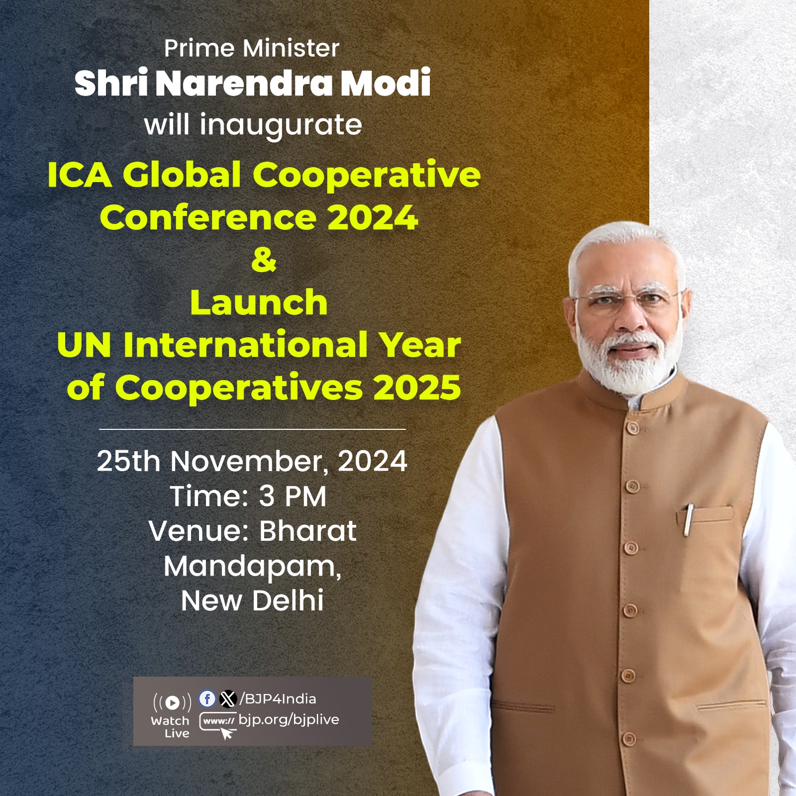 Narendra Modi will inaugurate the ICA Global Cooperative Conference 2024 