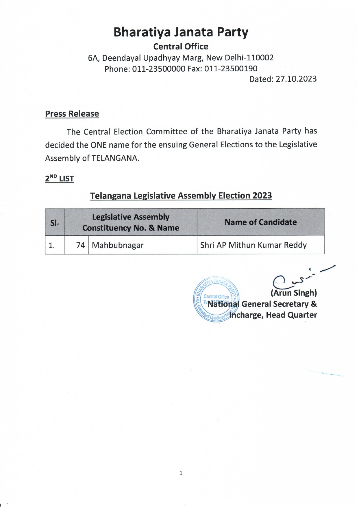 General Election to the Legislative Assembly of Telangana