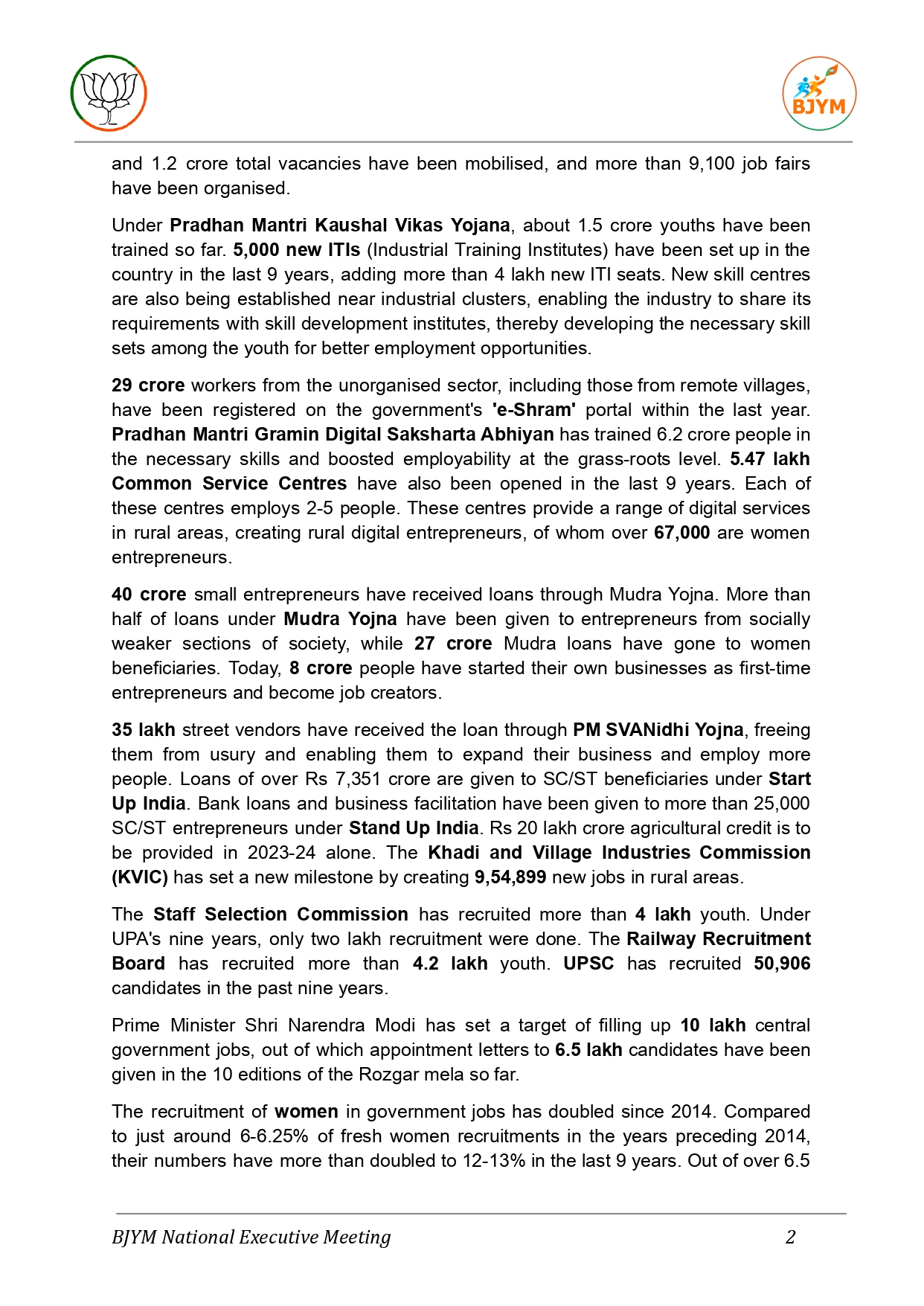 Press Release by BJYM