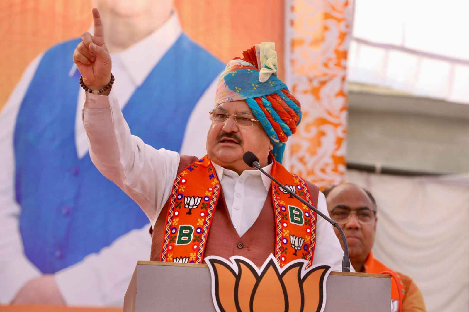 Hon'ble BJP National President Shri J.P. Nadda addressing a public meeting in Fatehpur, Sikar (Rajasthan).