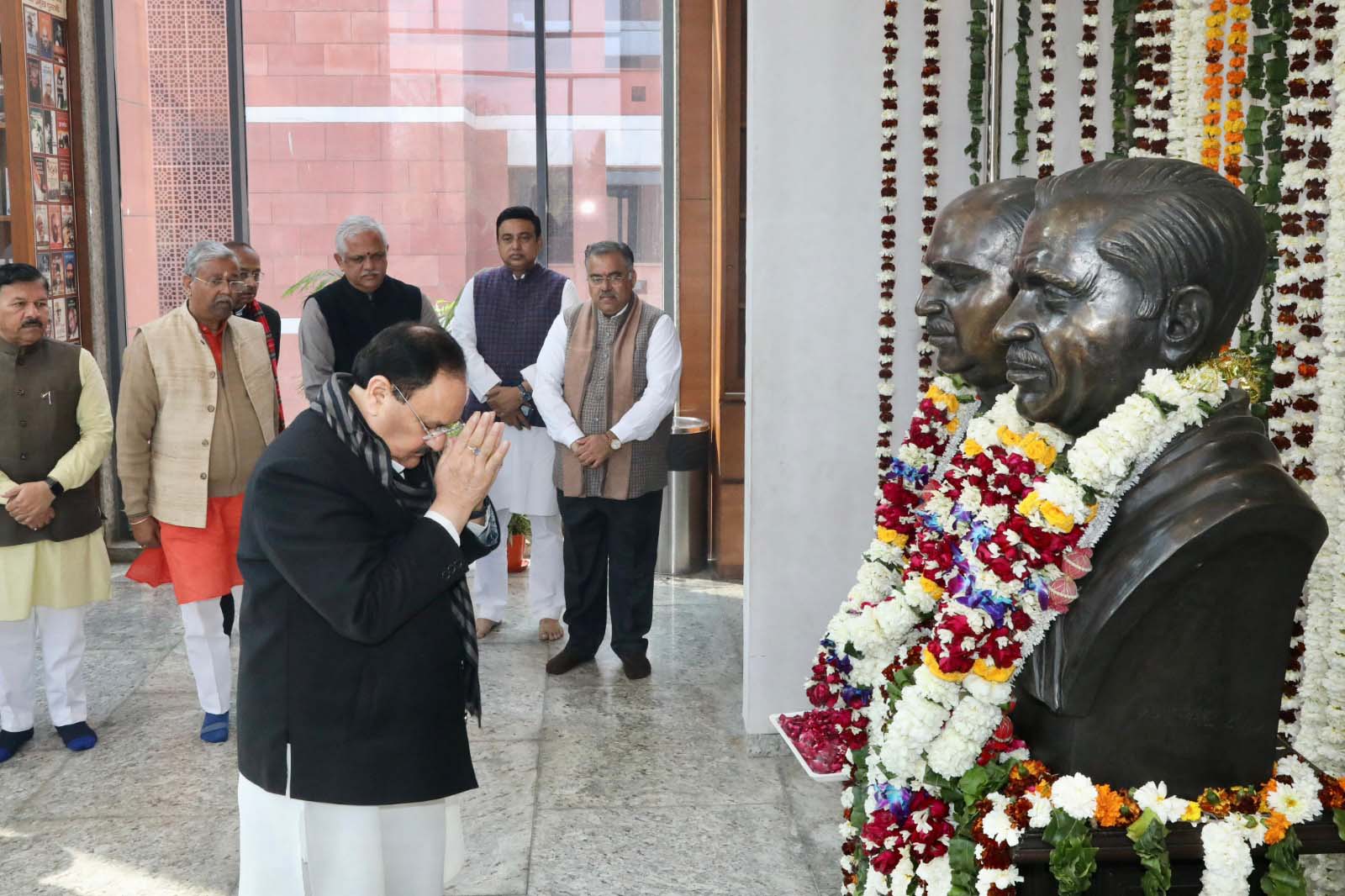 BJP National President Shri J.P. Nadda paid tributes to Pt. Deendayal Upadhyaya ji at BJP HQ 6A, DDU Marg, New Delhi