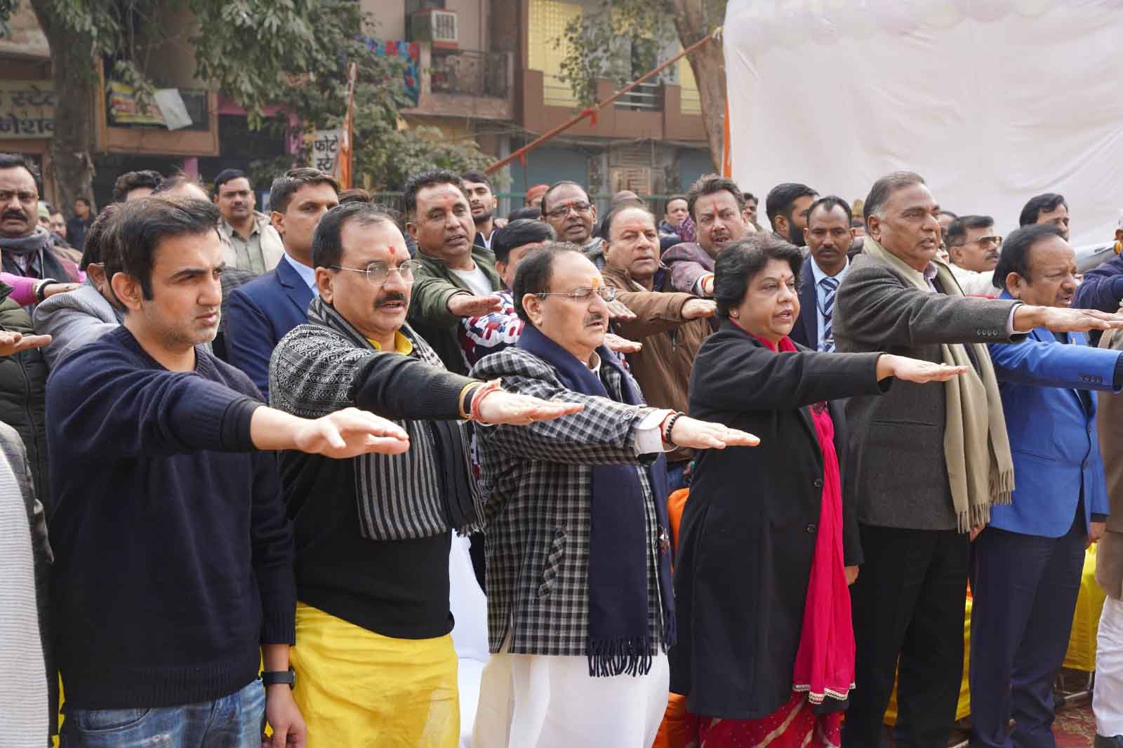 Hon'ble BJP National President Shri J.P. Nadda performed Shramdaan under Swachh Teerth Abhiyan at Pashupati Naath Mandir & attend "Viksit Bharat Sankalp Yatra at New Sanjay Amar Colony, Vishwas Nagar East Delhi