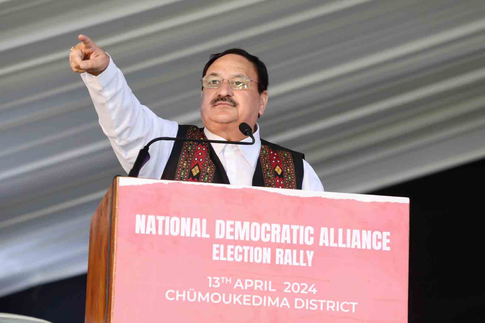 Hon'ble BJP National President Shri J.P. Nadda while addressing the NDA Election Rally in Chumoukedima (Nagaland)