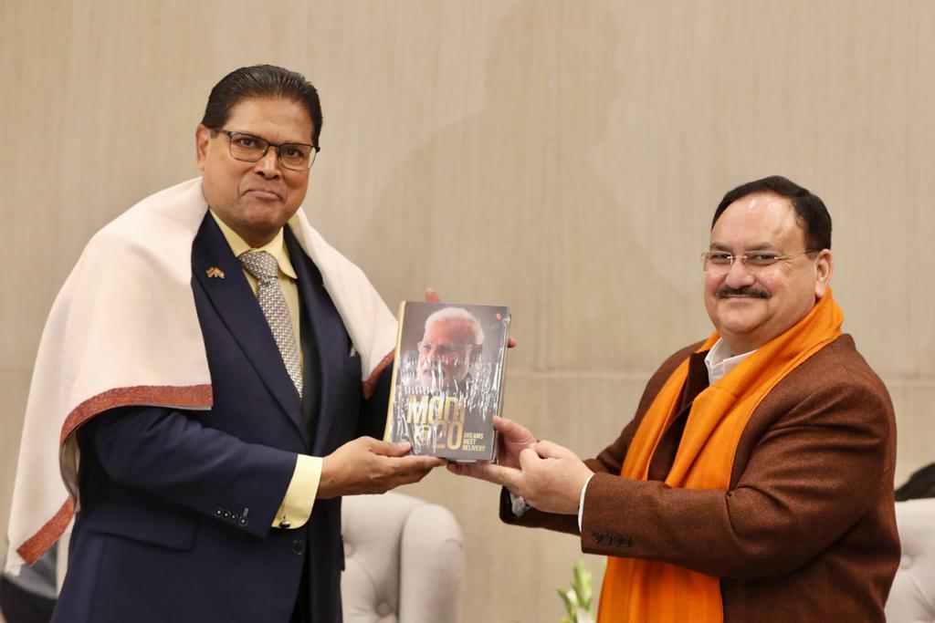 Hon'ble President of Suriname, H.E. Mr. Chandrikapersad Santokhi met BJP National President Shri J.P. Nadda at BJP HQ, 6A DDU Marg, New Delhi