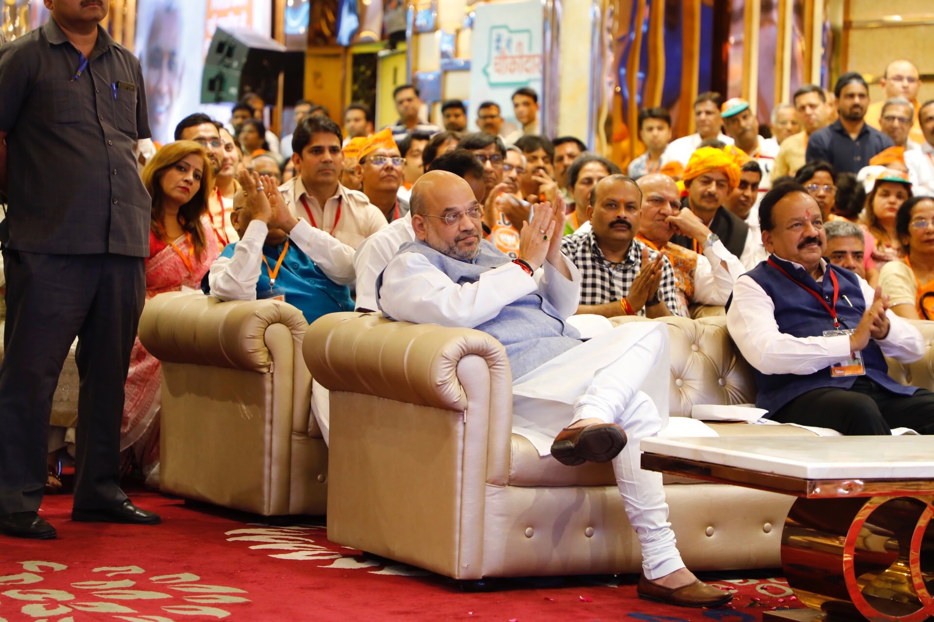 BJP National President Shri Amit Shah watching Hon'ble PM Shri Narendra Modi ji’s ‘Main Bhi Chowkidaar’ event in Ghazipur, New Delhi.