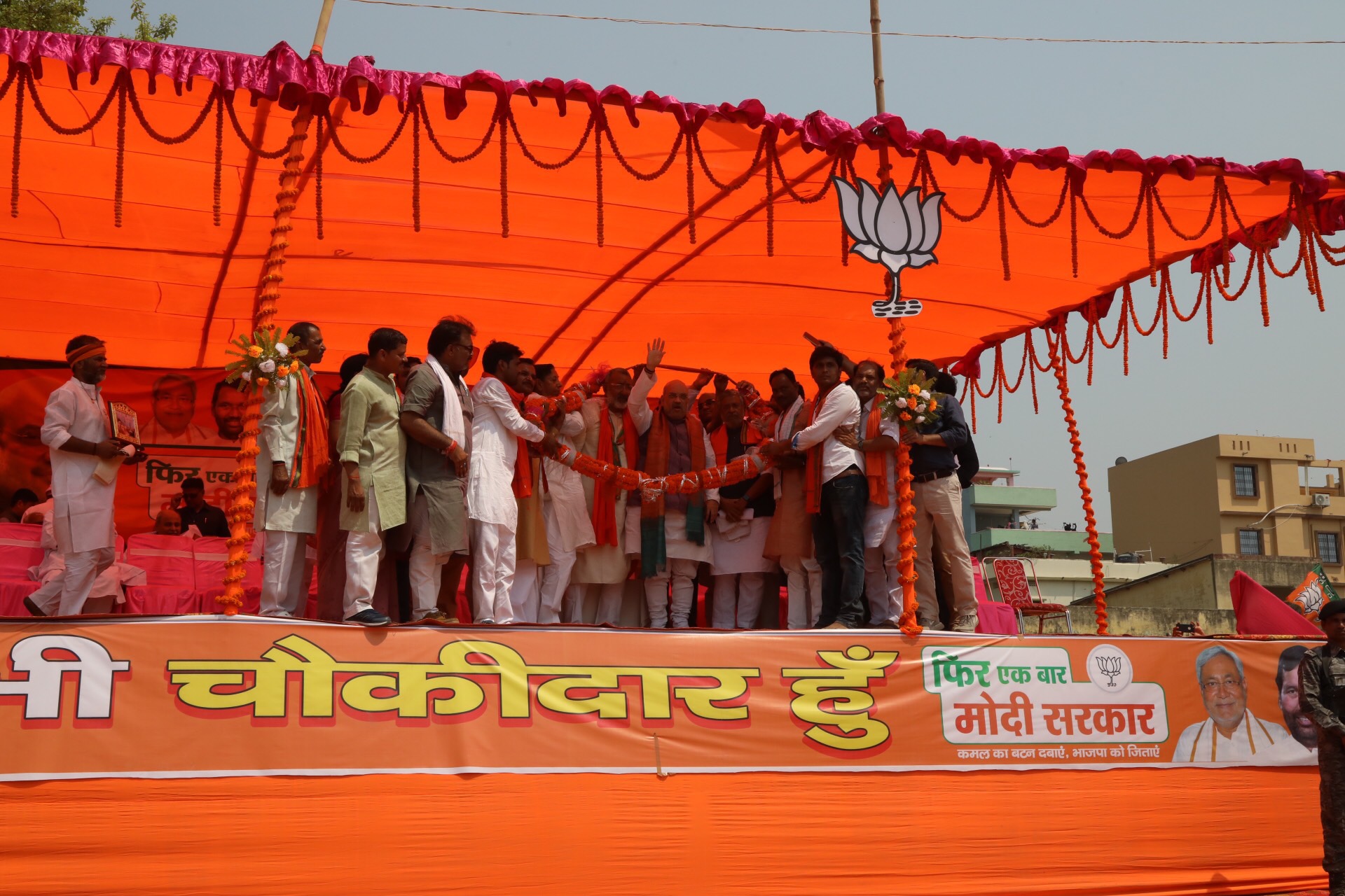  BJP National President, Shri Amit Shah addressing a public meeting in Begusarai (Bihar).