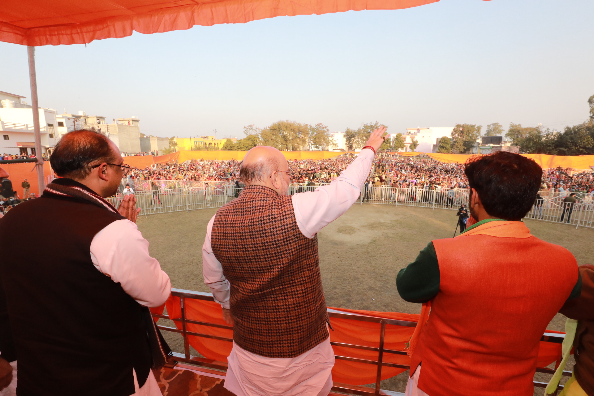 Hon'ble Union Home Minister & Minister of Cooperation Shri Amit Shah addressing a public meeting in Dhanaura (U.P).