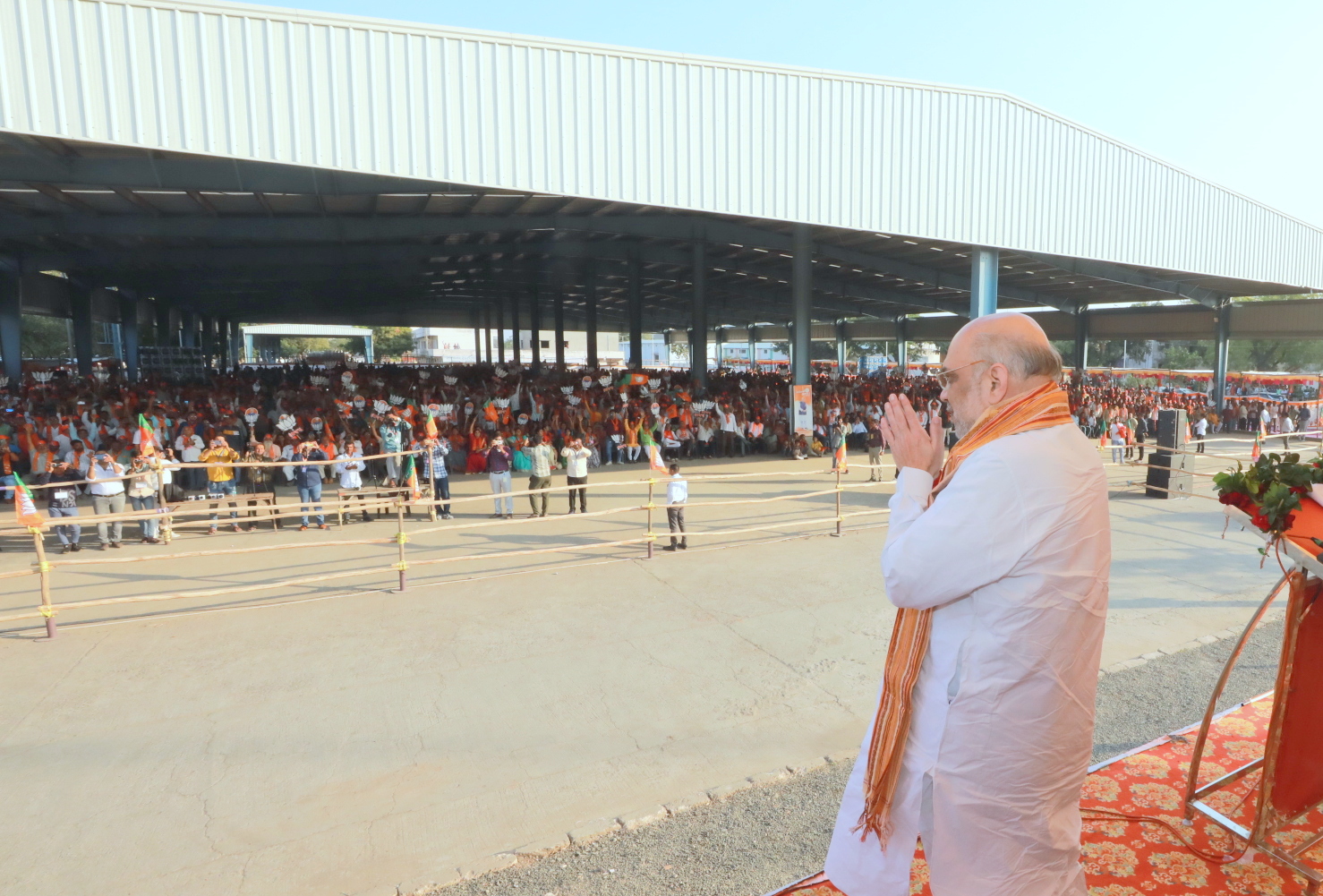 Hon'ble Union Home Minister and Minister of Cooperation Shri Amit Shah addressing Vijay Sankalp Rally in Mahuva, Bhavnagar (Gujarat)