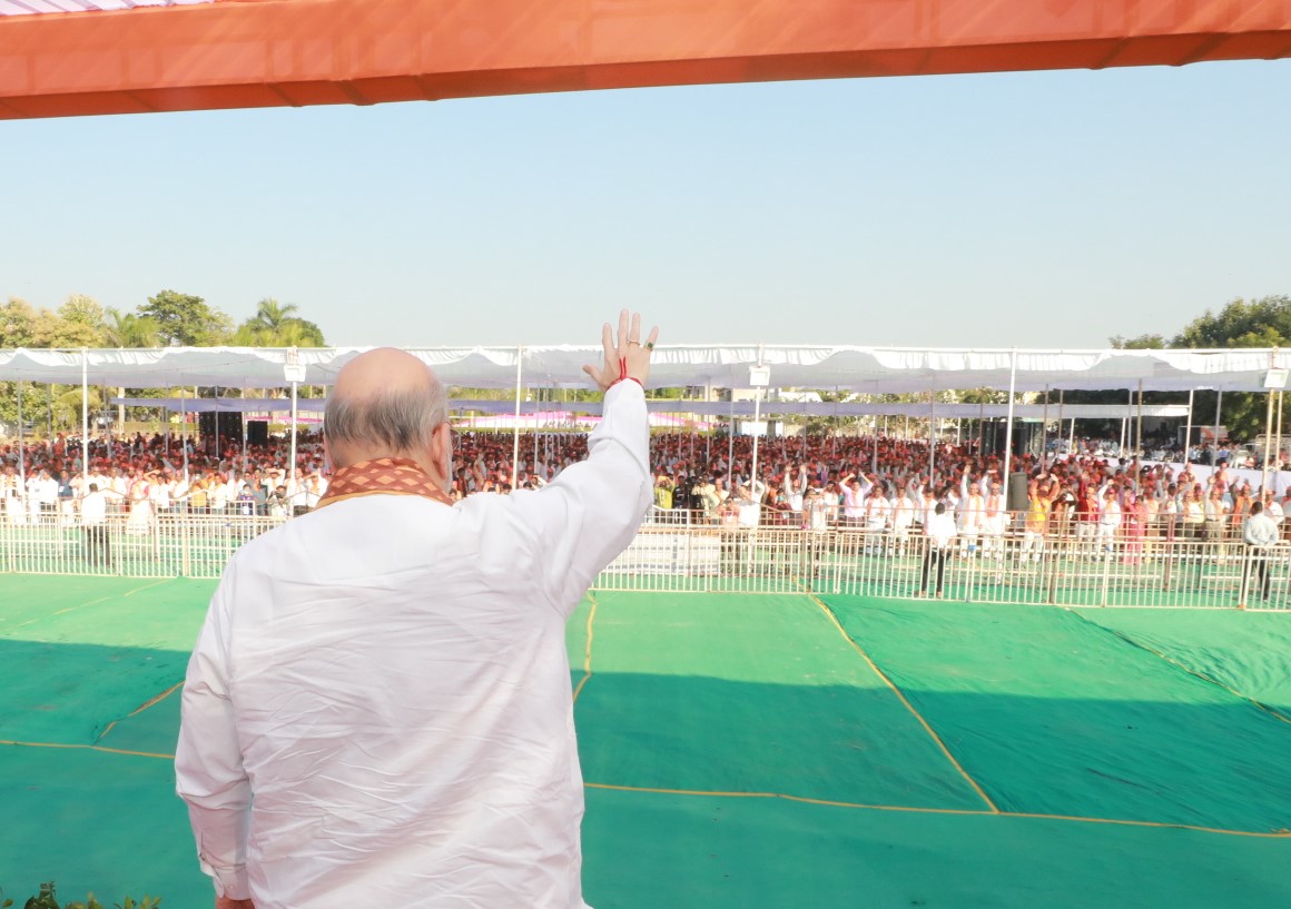 Hon'ble Union Home Minister and Minister of Cooperation Shri Amit Shah addressing Vijay Sankalp Rally in Bhiloda, Aravalli (Gujarat)