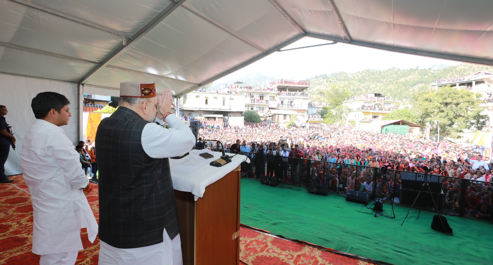 Hon’ble Union Home Minister and Minister of Cooperation Shri Amit Shah while addressing “Vijay Sankalp Rally” at Karsog, Mandi (Himachal Pradesh)