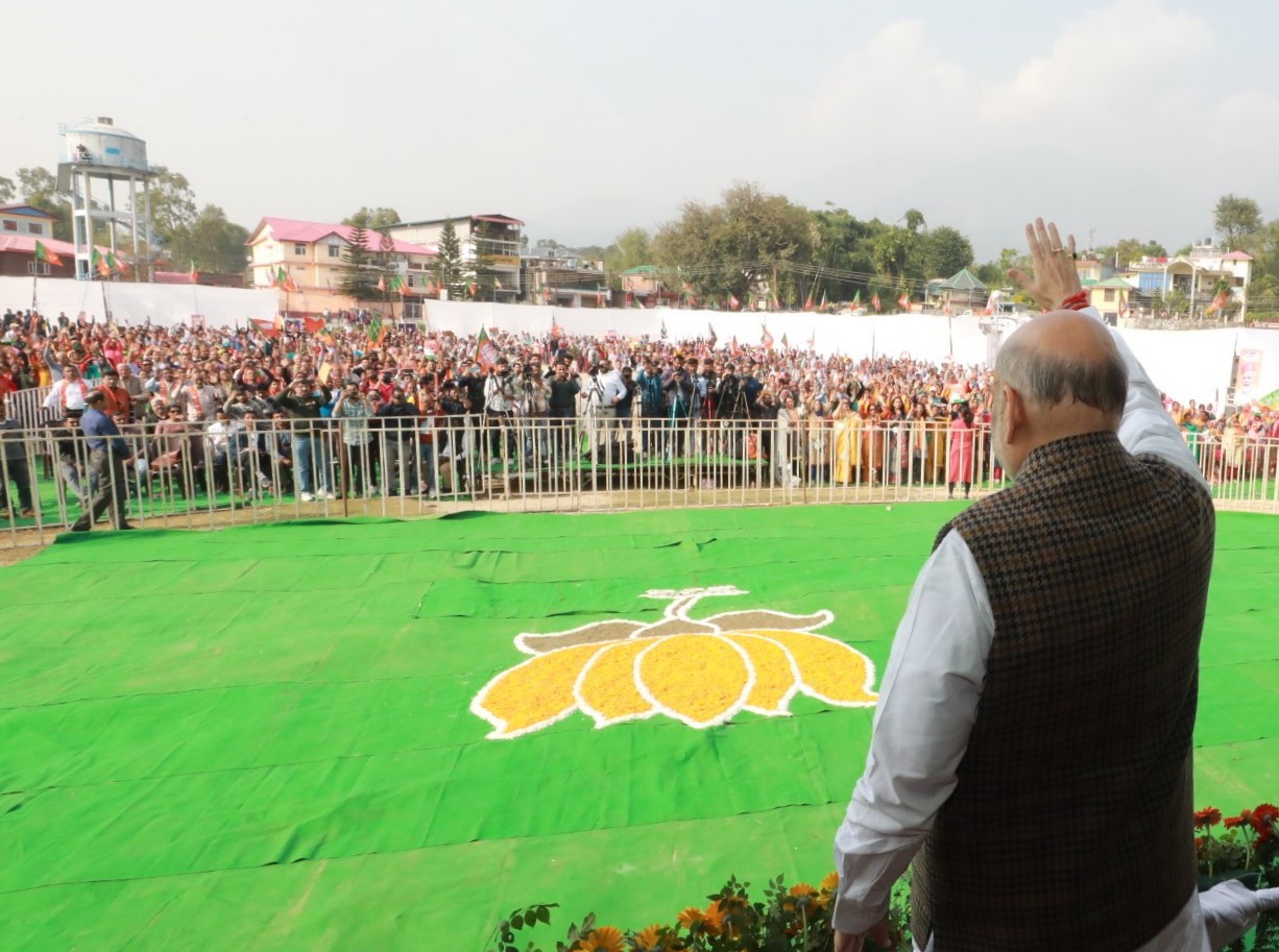 Hon’ble Union Home Minister and Minister of Cooperation Shri Amit Shah while addressing a “Vijay Sankalp Rally” at Zorawar Stadium, Dharamshala (Himachal Pradesh)