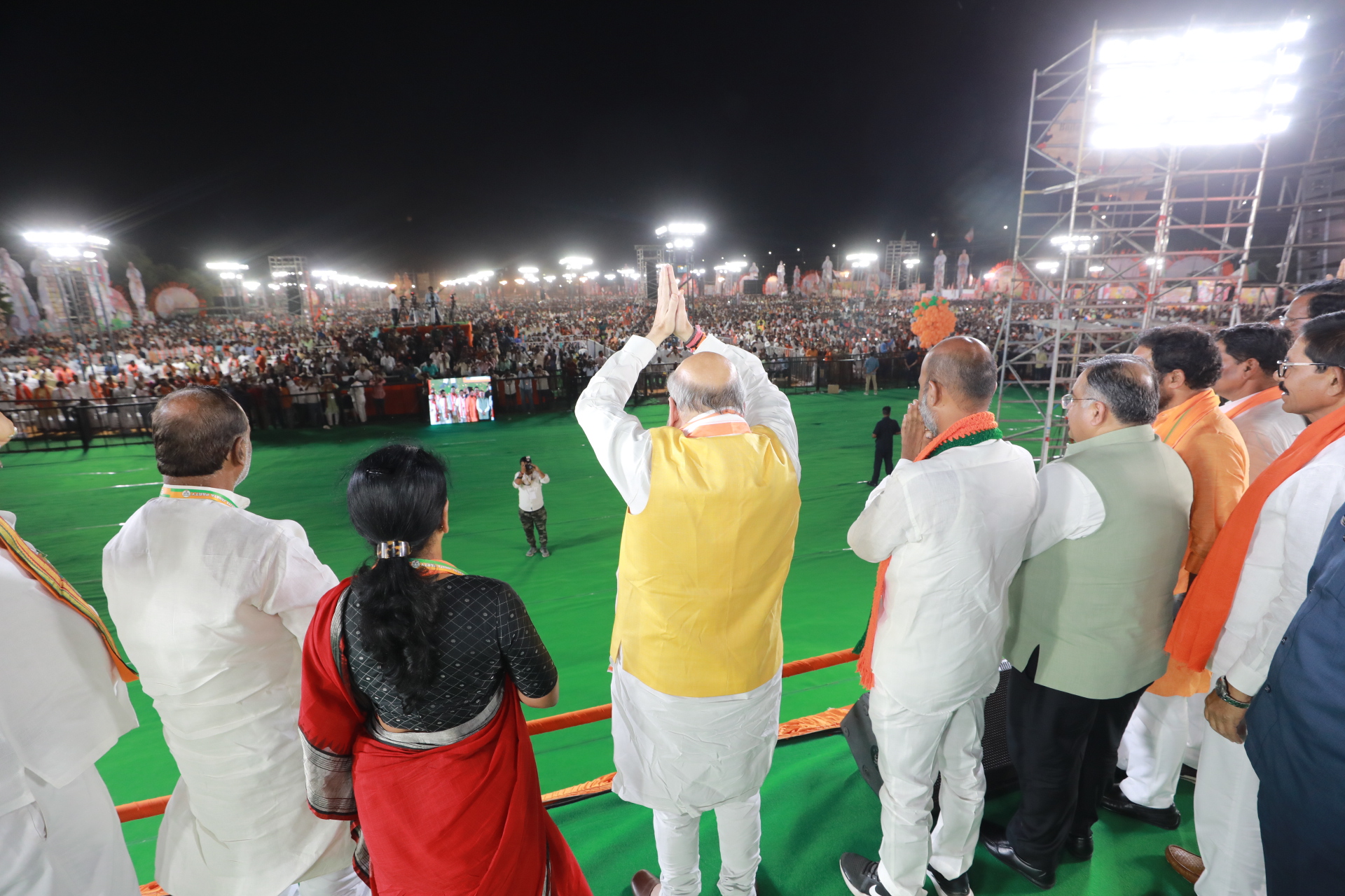  Hon'ble Union Home Minister & Minister of Cooperation Shri Amit Shah while addressing a public meeting on the concluding day of "Praja Sangram Yatra" (Phase-2) in Telangana