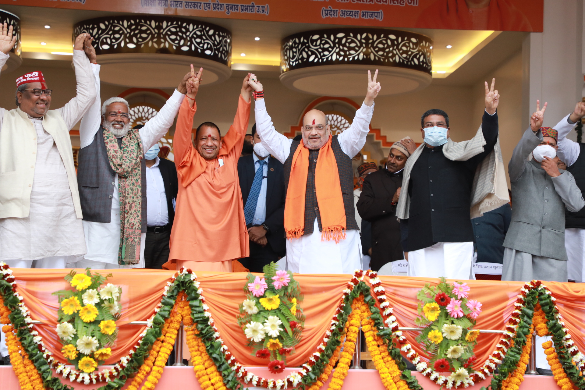  Hon'ble Union Home Minister & Minister of Cooperation Shri Amit Shah while addressing a public meeting in Gorakhpur (Uttar Pradesh) before nomination of U.P. CM Shri Yogi Adityanath