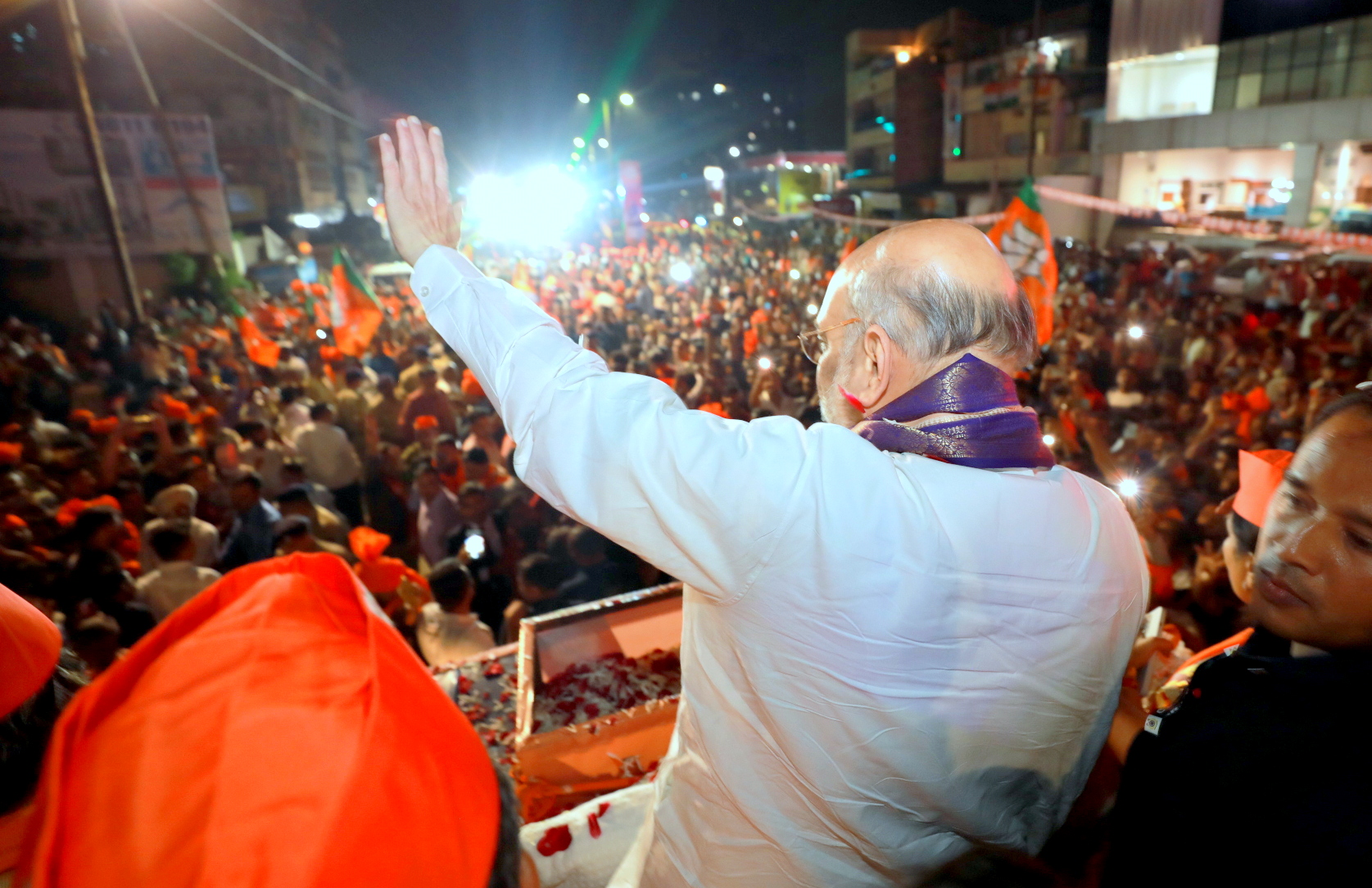 Hon'ble Union Home Minister & Minister of Cooperation Shri Amit Shah ji's Road show in Vadodara (Gujarat) from Apsara Cinema, Akota to Jublibagh, Raopura (Gujarat)