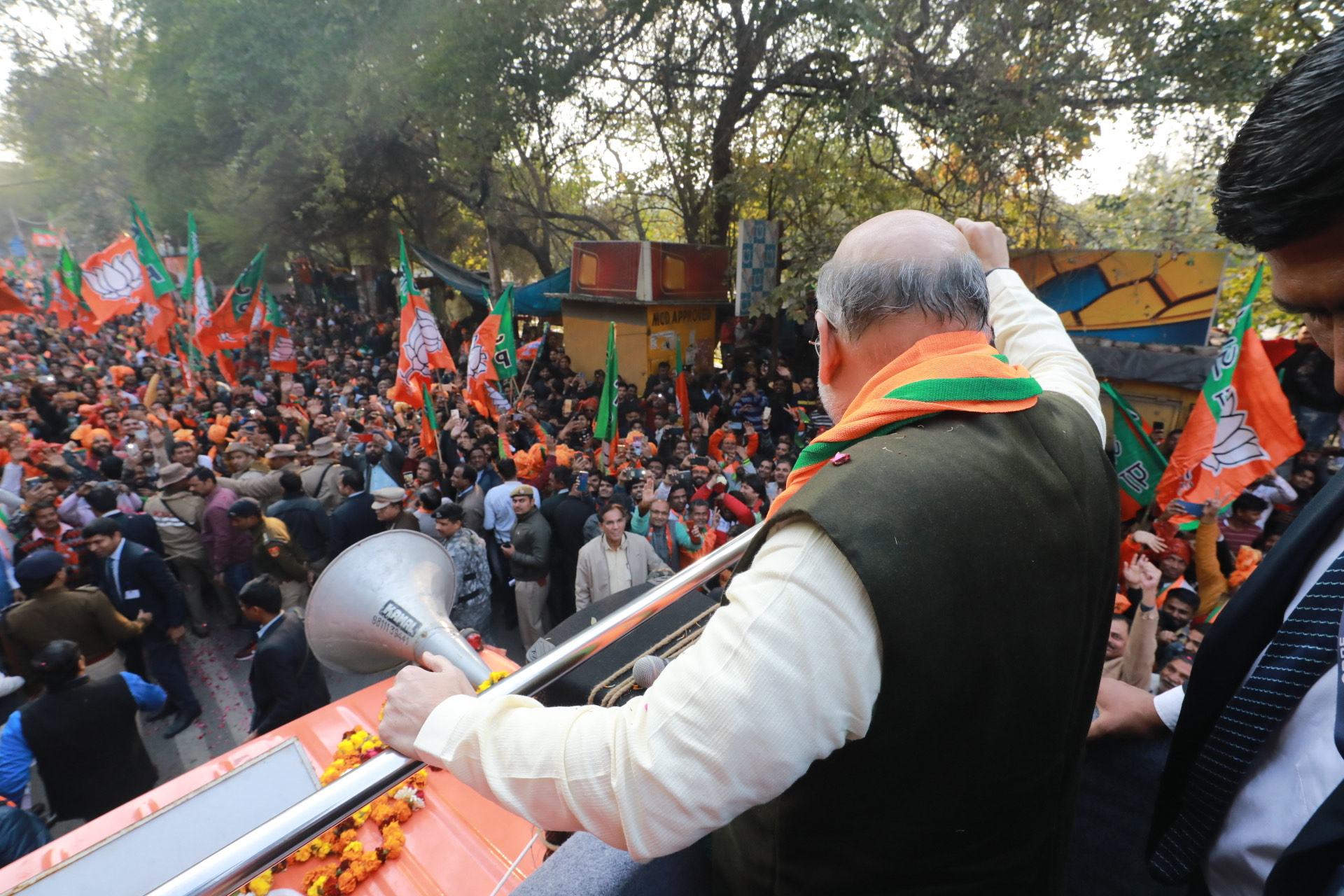 Photographs of road show of Hon'ble Home Minister Shri Amit Shah in Madipur Vidhan sabha (Delhi) from Madipur Metro Station to PachimpuriPocket-3