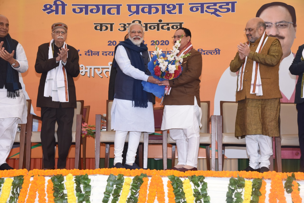 Photographs : Felicitation ceremony of newly-elected BJP National President Shri J.P.Nadda at BJP HQ, 6A DDU Marg, New Delhi