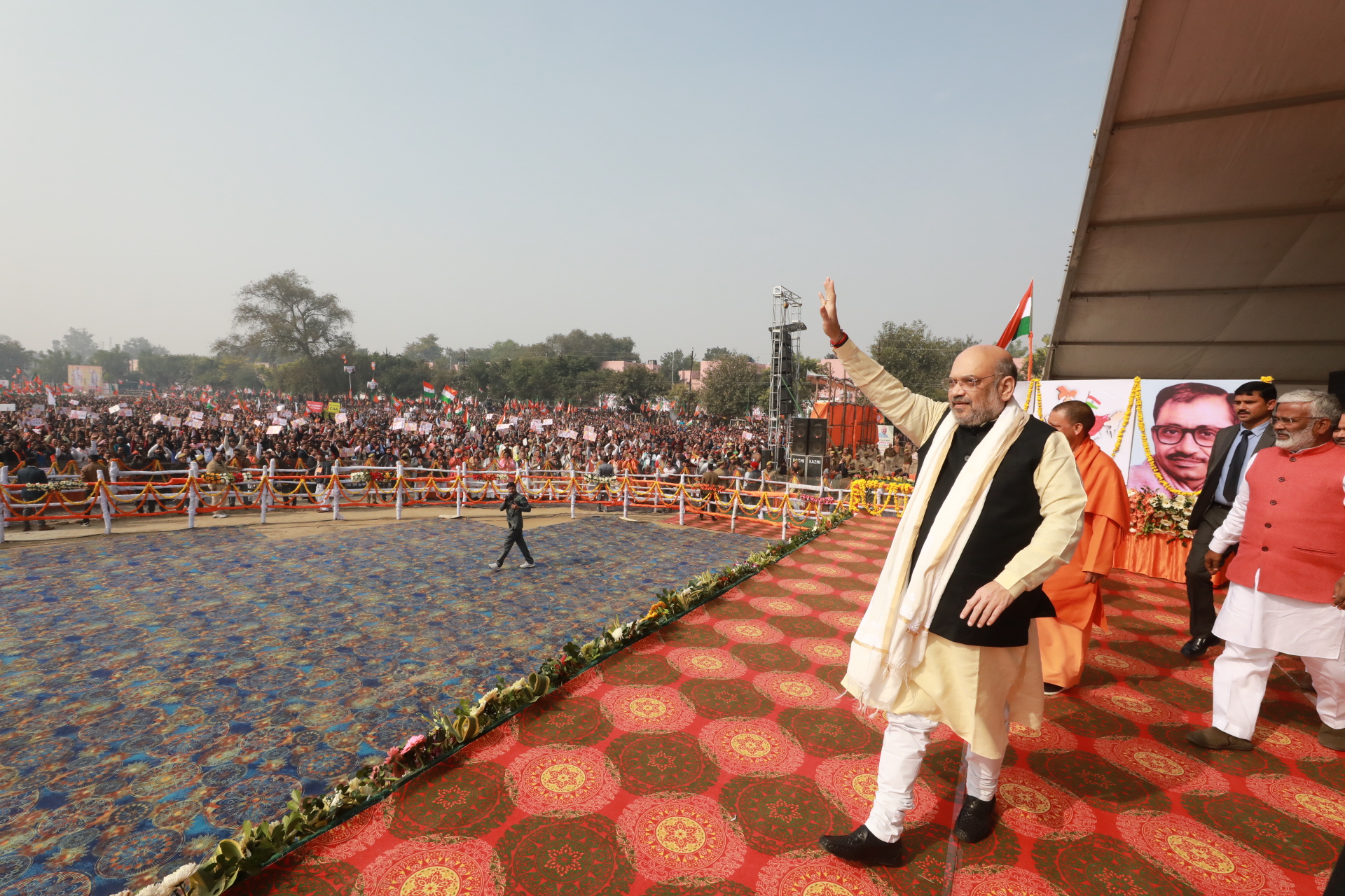 Photos of Hon'ble Home Minister Shri Amit Shah addressing a publicmeeting under Jan Jagran Abhiyan onCAA in Lucknow.