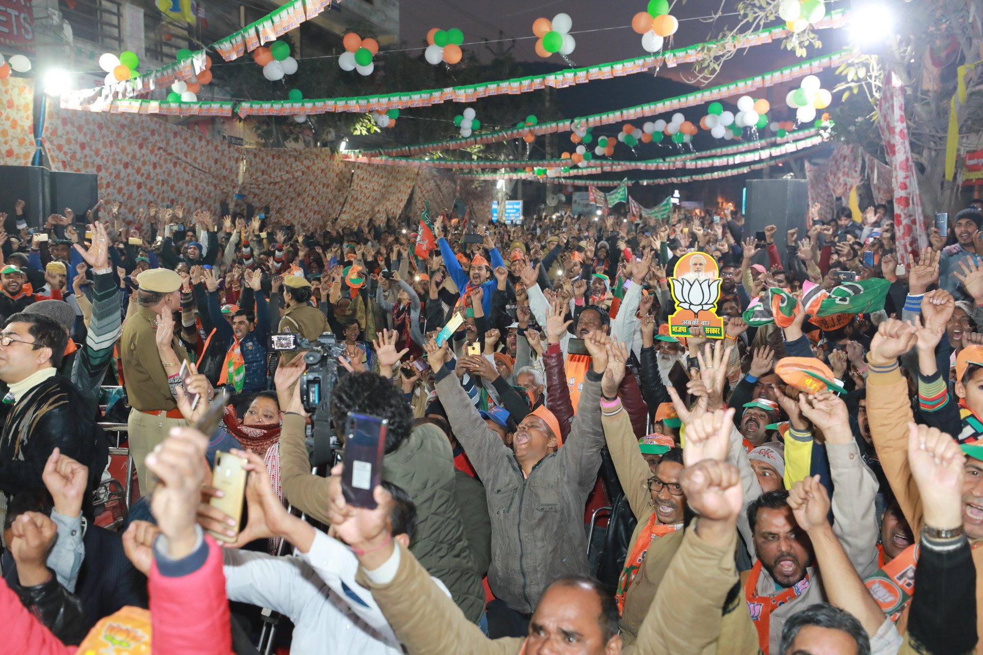 Photographs : Hon'ble Home Minister Shri Amit Shah addressing a public meeting at Durga Chowk, JJ Colony, Badli (New Delhi)