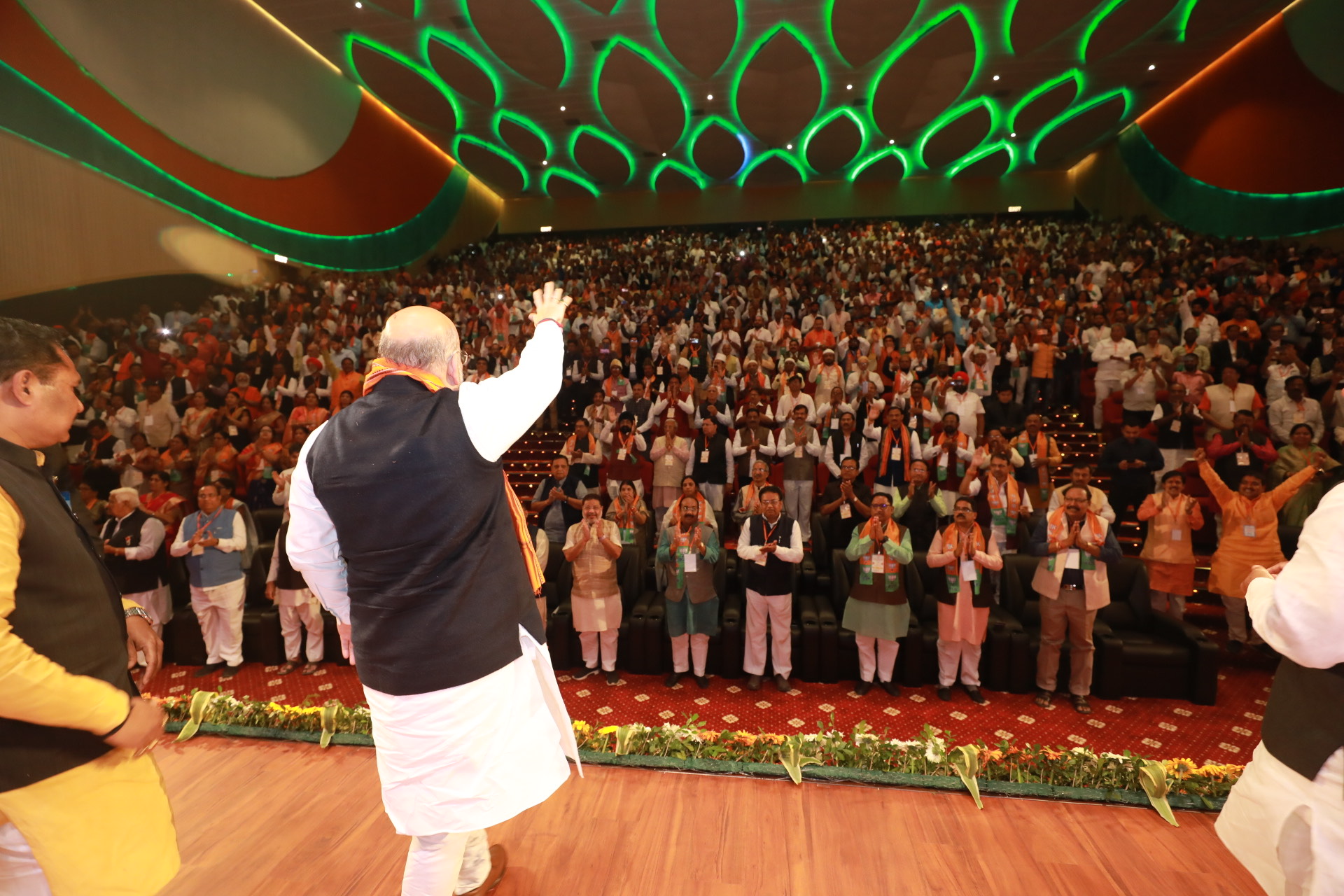 Photographs : Hon'ble Home Minister Shri Amit Shah addressing Karyakarta Sammelan at State BJP Office, Kushabhau Thakre Parisar, Raipur (Chhattisgarh)