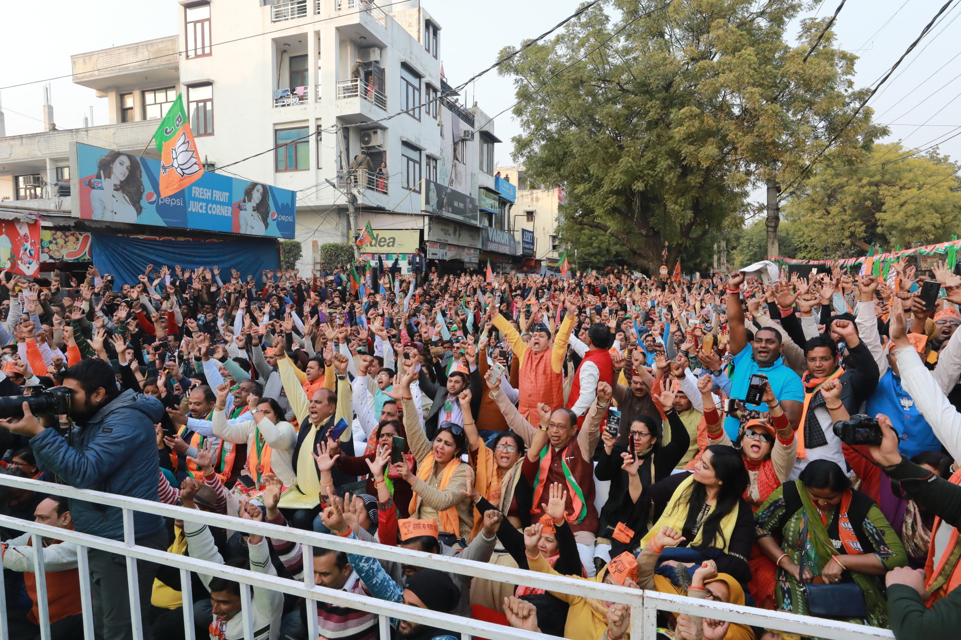 Photographs of Hon'ble Home Minister Shri Amit Shah addressing public meeting at Kranti Chowk, Sadar Bazar, Delhi Cantt. (Delhi)