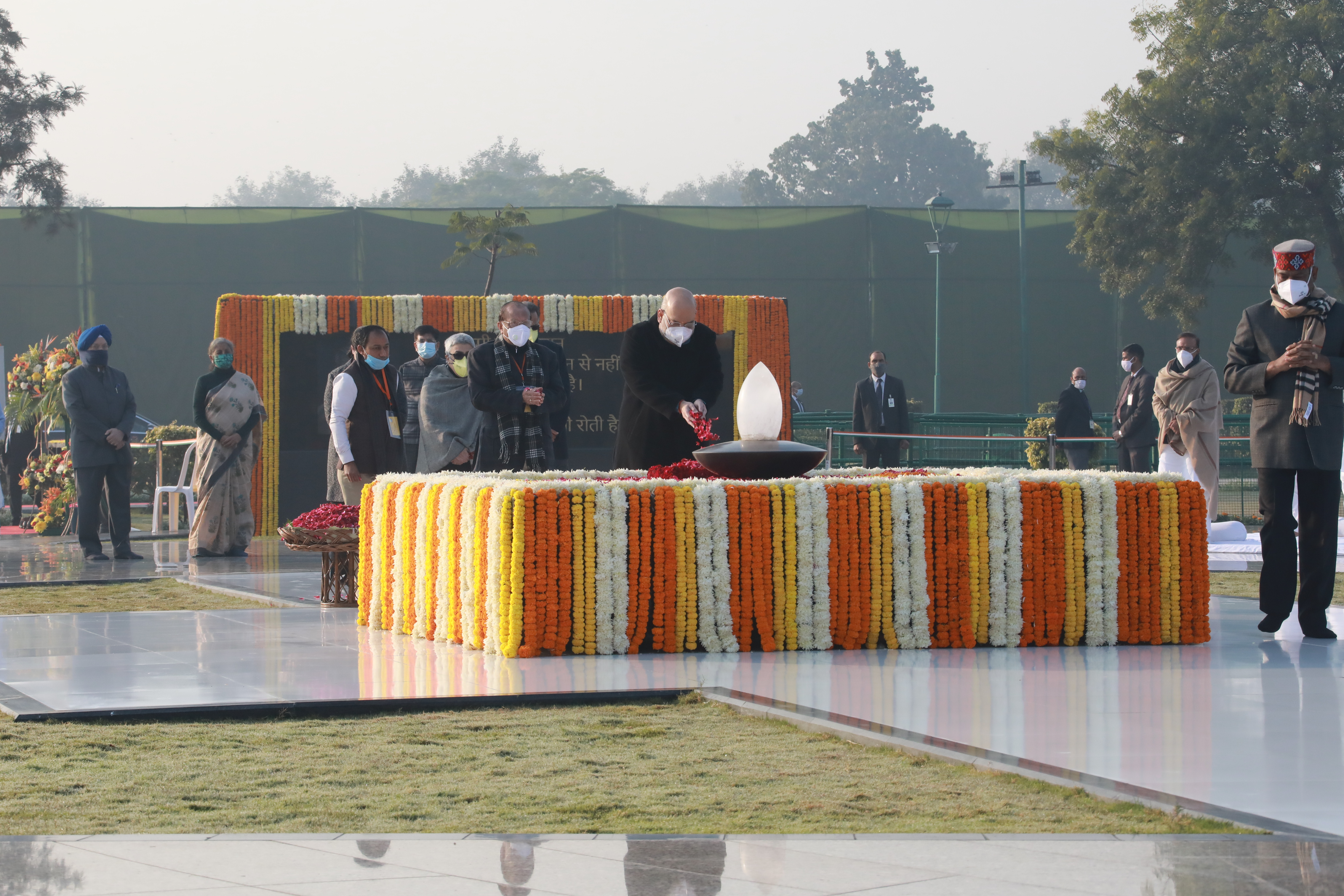 Photographs : Hon'ble Home Minister Shri Amit Shah paid floral tributes to Former Prime Minister, Bharat Ratna Shri Atal Bihari Vajpayee ji on his Birth Anniversary at Sadaiv Atal, Rajghat, New Delhi.