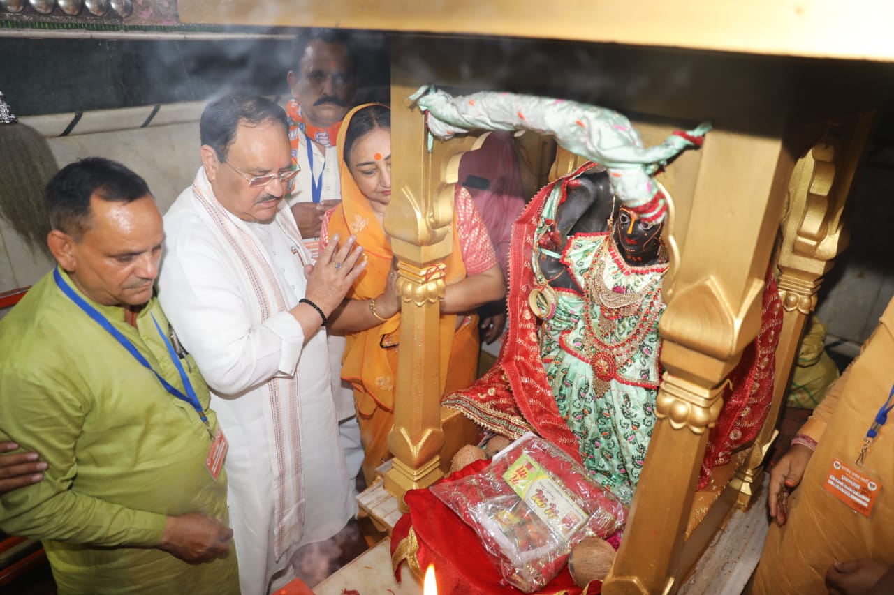 BJP National President Shri J.P. Nadda offered prayers at Bhadrakali Mandir in Hanumangarh Town (Rajasthan).