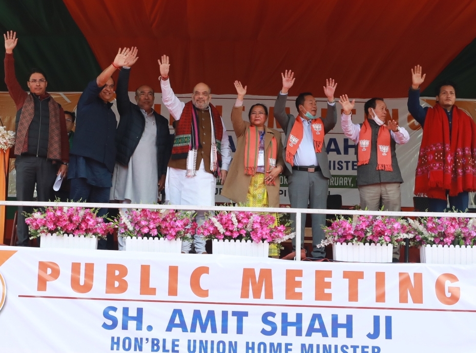 Hon'ble Union Home Minister and Minister of Cooperation Shri Amit Shah addressing a public meeting in Kangpokpi (Manipur).