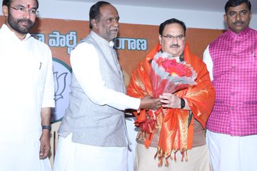 BJP Working President Shri Jagat Prakash Nadda addressing state office bearers meeting at BJP state office Nampally, Hyderabad