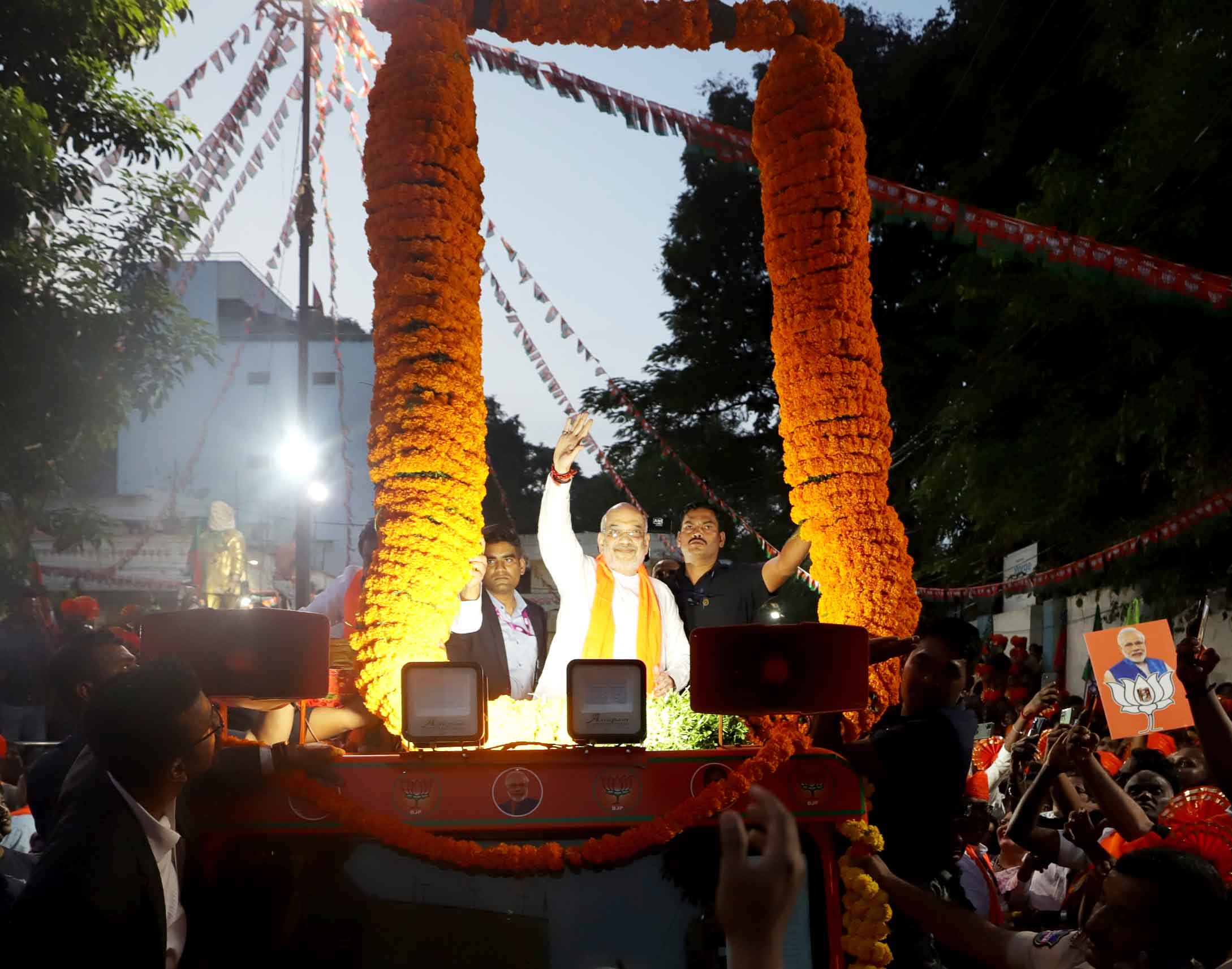 Road shows of Hon'ble Union Home Minister and Minister of Cooperation Shri Amit Shah in Munugode and Khairatabad (Telangana)