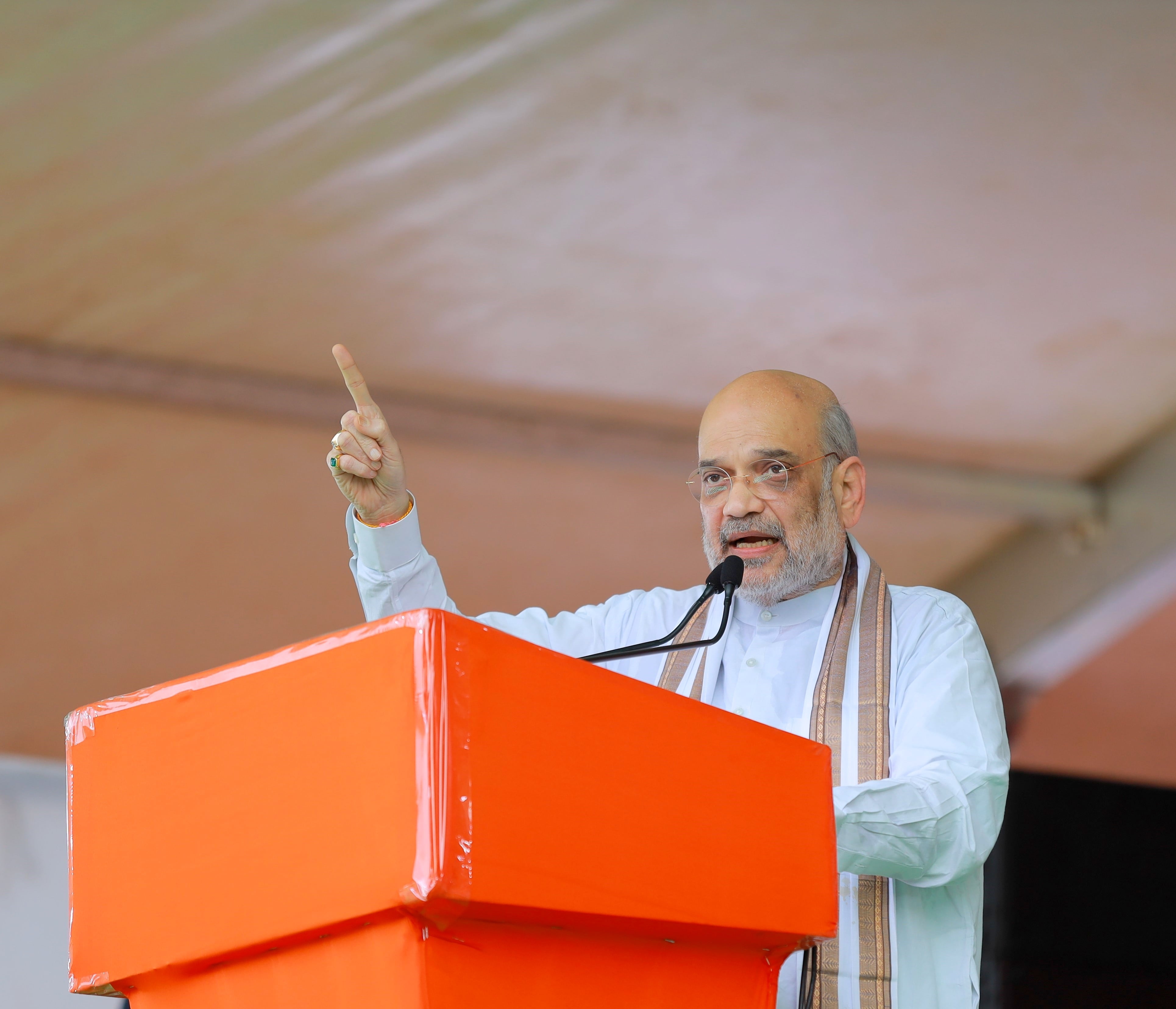 Hon'ble Union Home Minister & Minister of Cooperation Shri Amit Shah while addressing public meeting "Raithu Gosa-BJP Bharosa" at Khammam (T'gana)