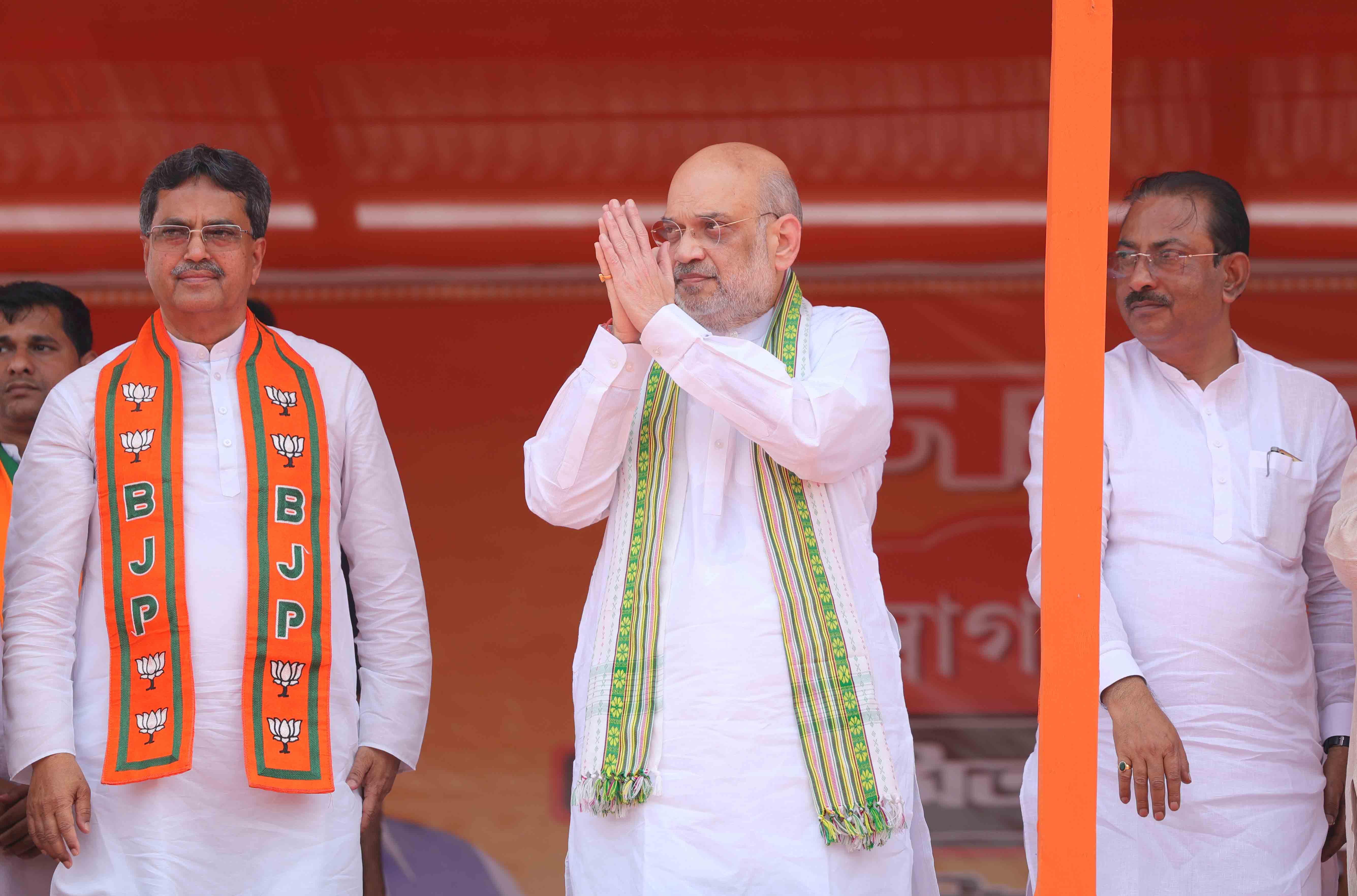 Hon'ble Union Home Minister & Minister of Cooperation Shri Amit Shah while addressing a public rally in Agartala (Tripura)