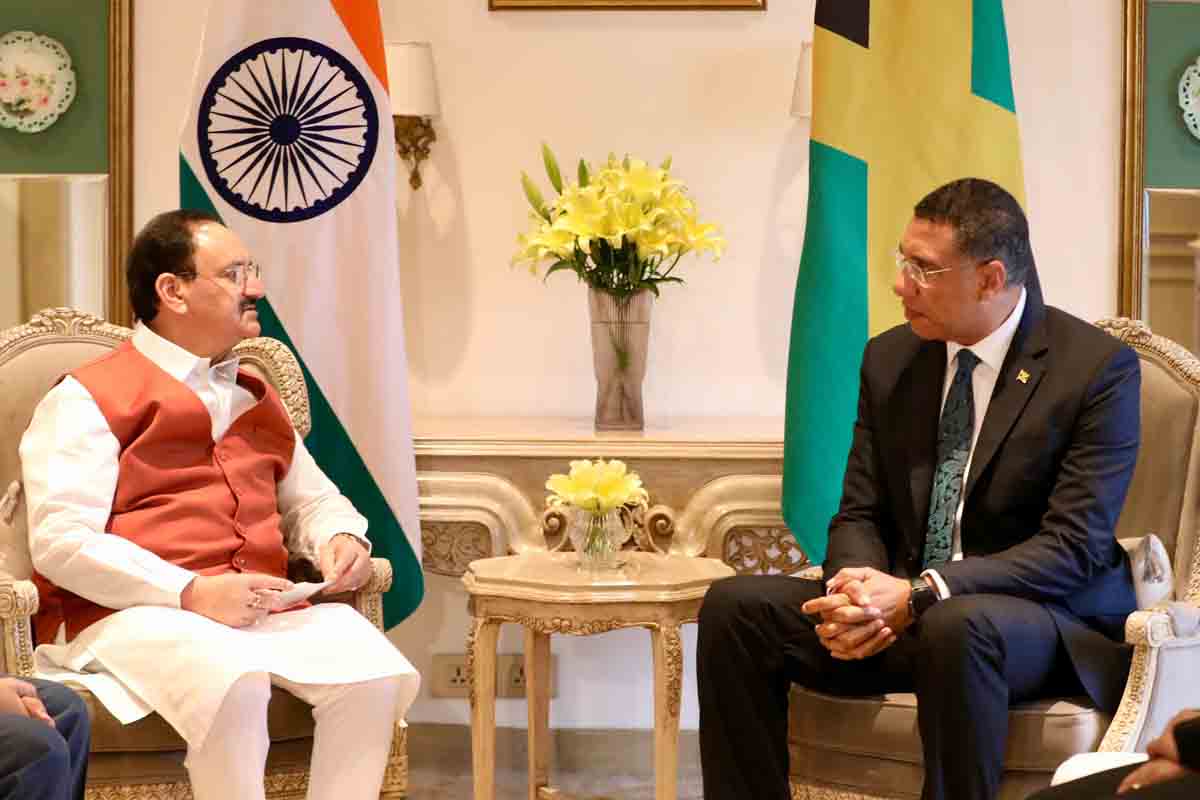 As part of the 'Know BJP' initiative, BJP National President Shri J.P.Nadda met and interacted with the Prime Minister of Jamaica, Dr Andrew Holness, in New Delhi today.