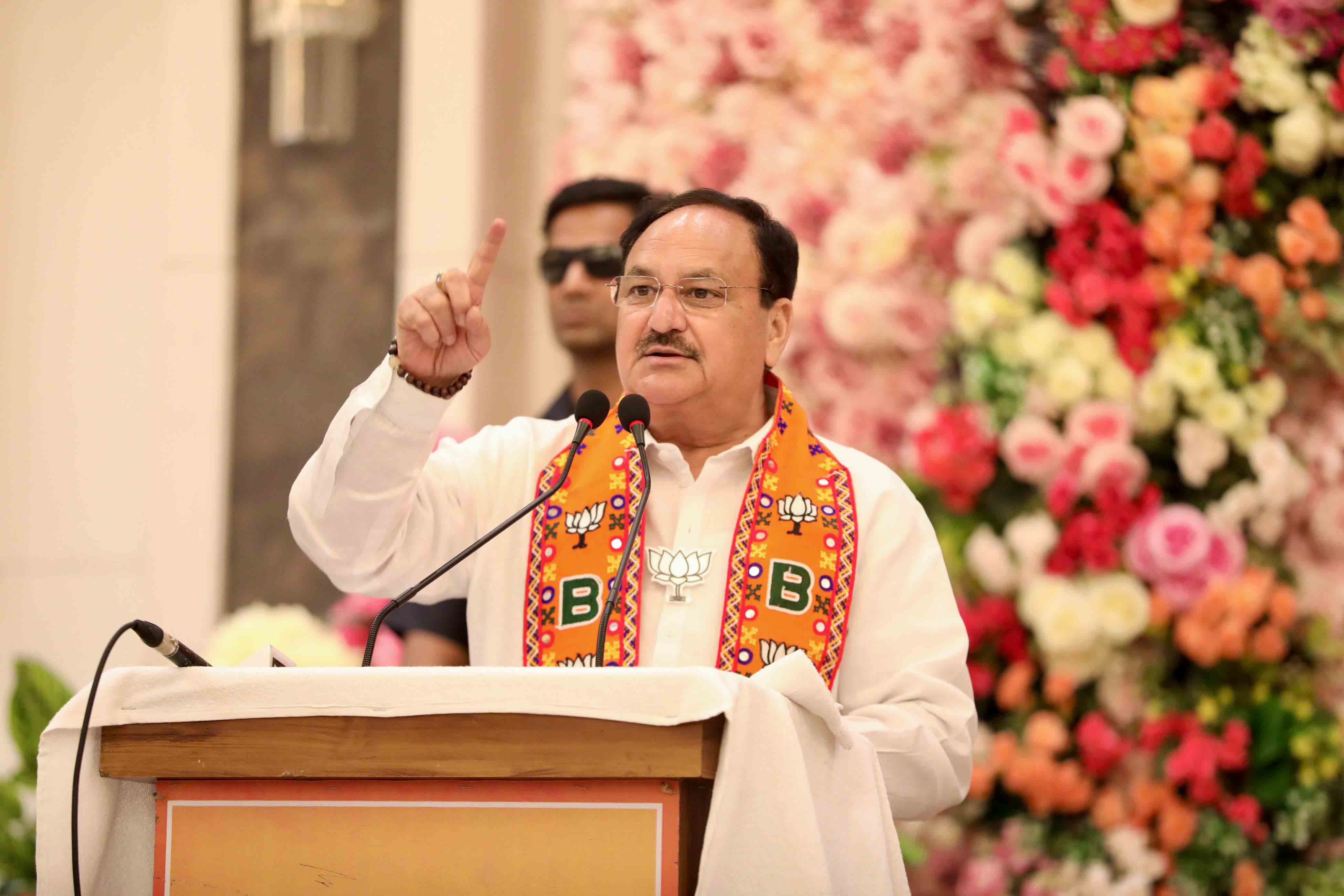 BJP National President Shri J.P. Nadda addressing Mahila Morcha Sammelan at Hotel Samar Ground, Sec. 10, Faridabad (Haryana)