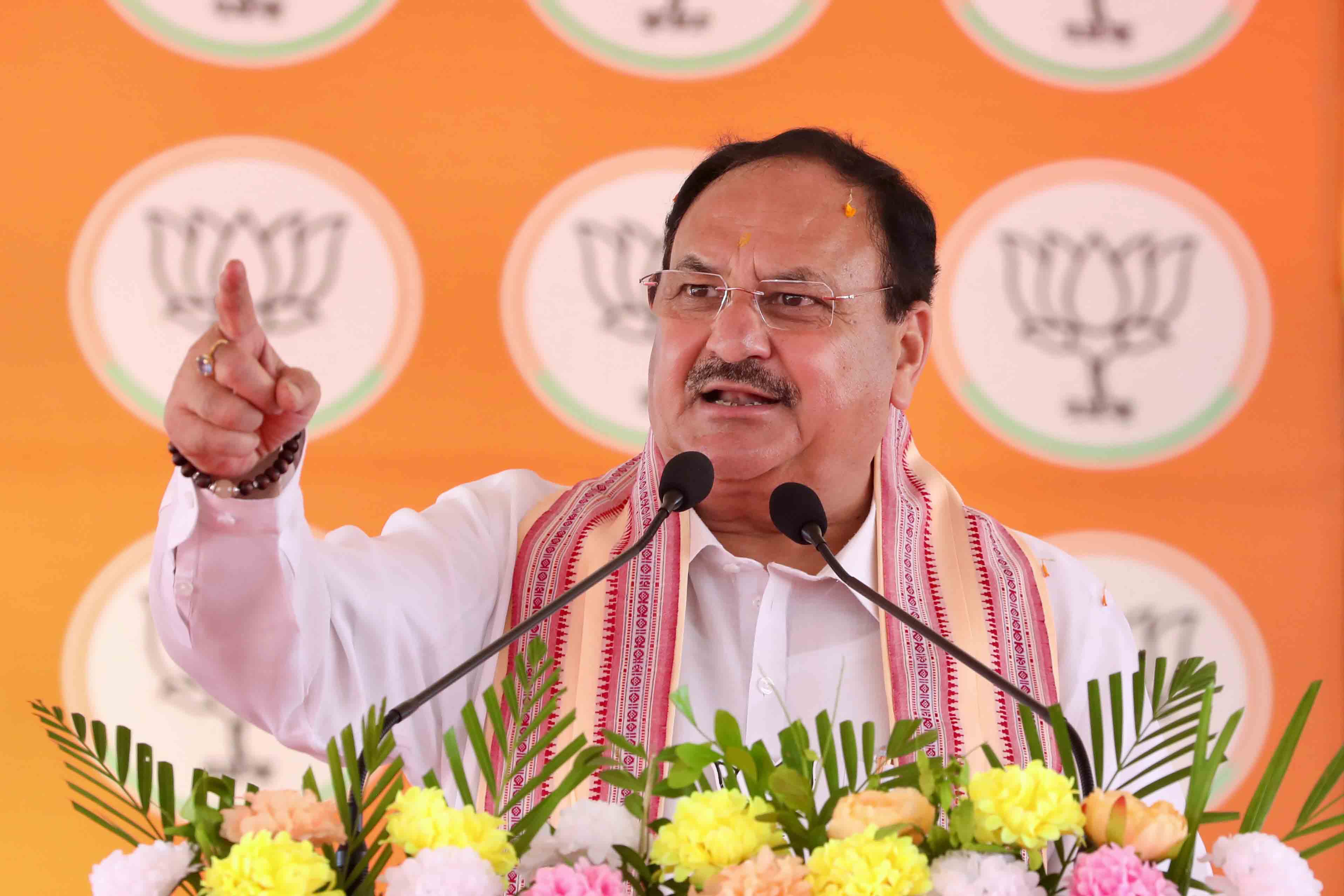 BJP National President Shri J.P. Nadda addressing a public rally in Karanjia NAC, Surubali, Ward No 1, Gollei Chhak Sekhar Colony Ground, Mayurbhanj (Odisha)