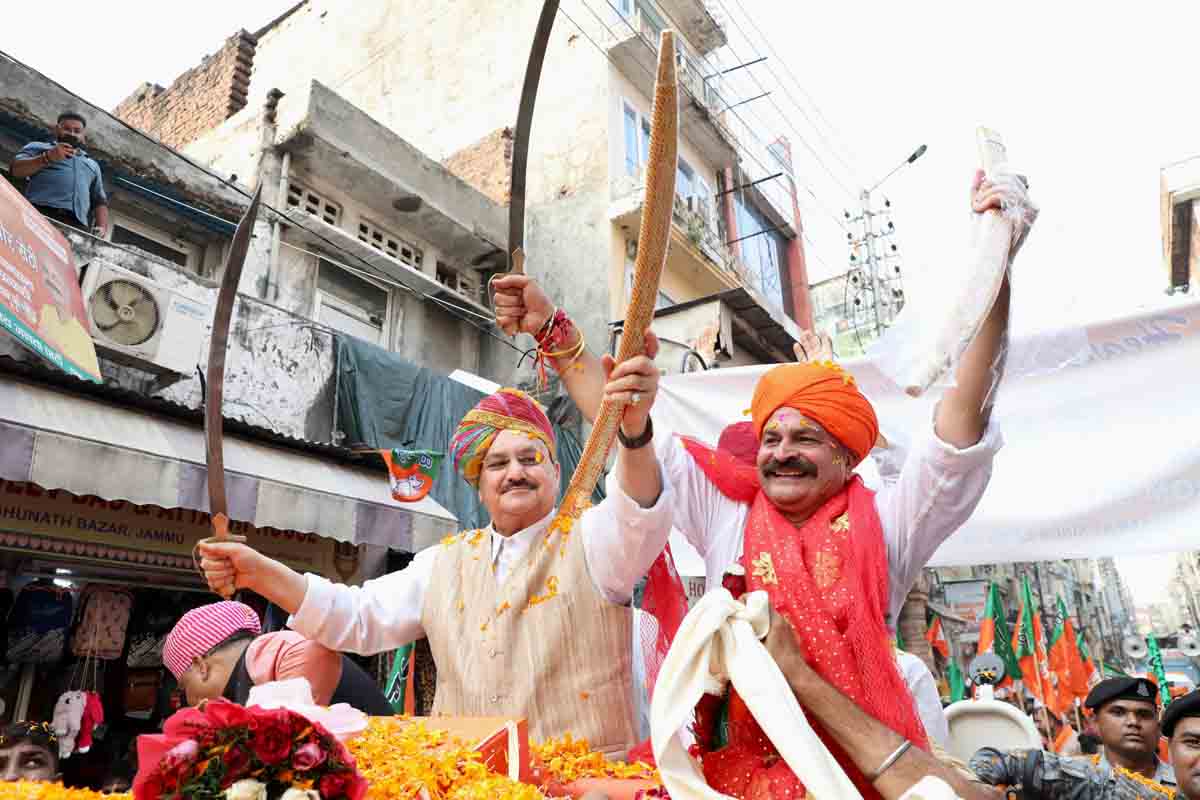 BJP National President Shri J.P. Nadda in Jammu from Parade Near Brahman Sabha to Modi Bazars - Purani Mandi-Raghunath