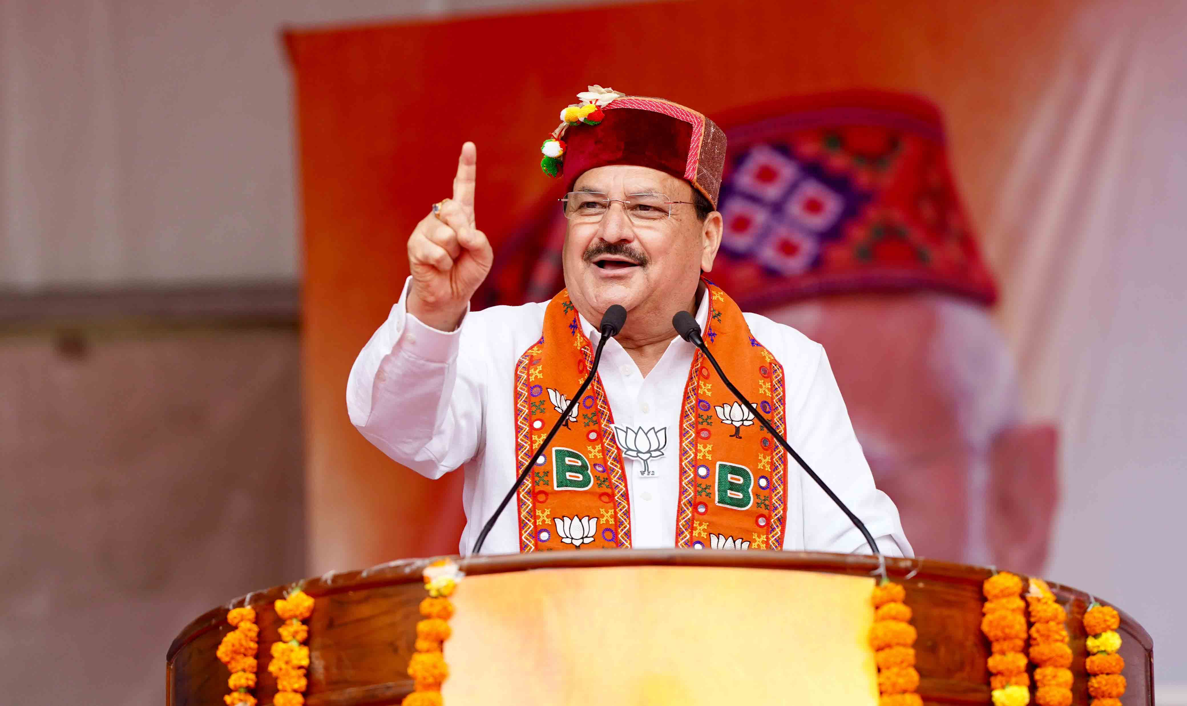 BJP National President Shri J.P. Nadda while addressing a public rally in Mandi (Himachal Pradesh)