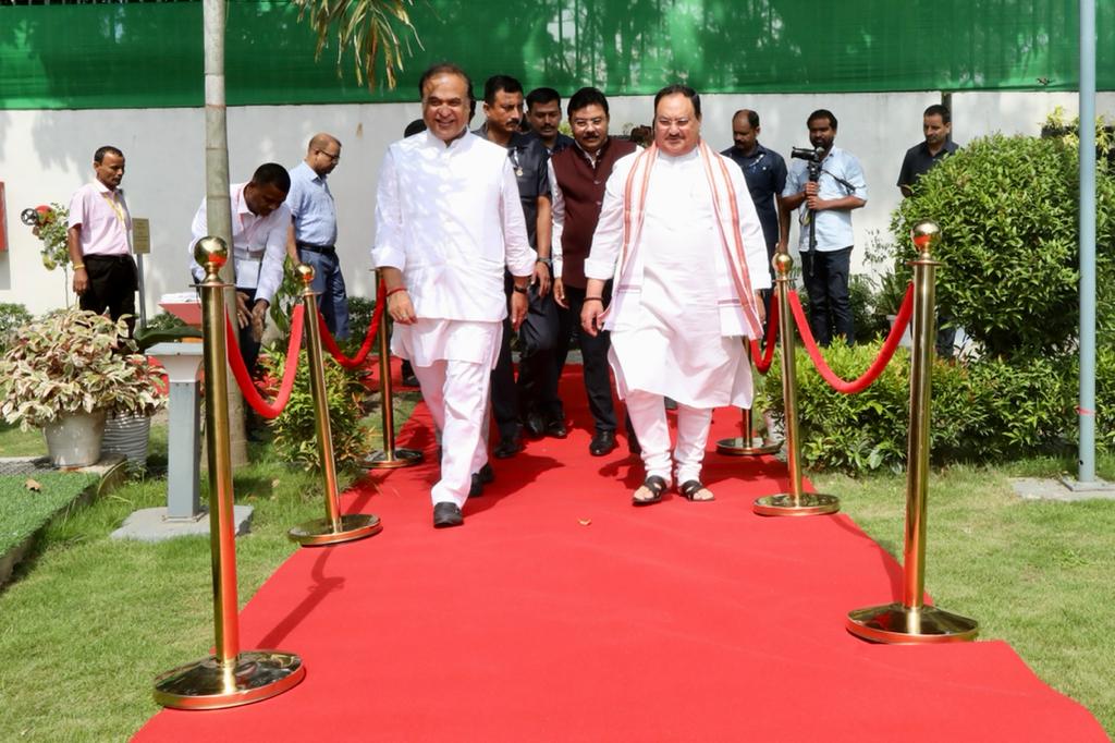 Hon’ble BJP National President Shri J.P. Nadda plant saplings at State Guest House, Assam