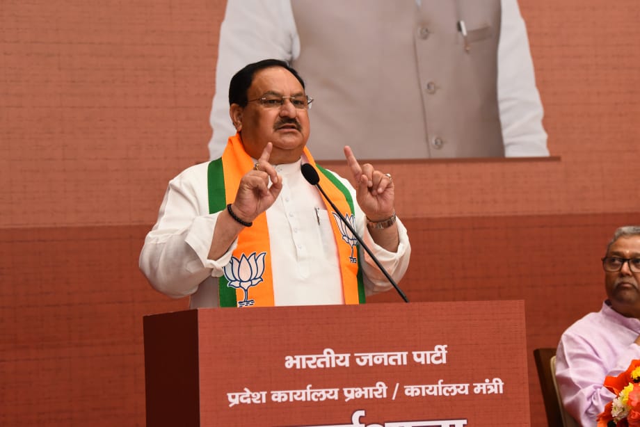 Hon'ble BJP National President Shri J.P. Nadda addressing workshop of BJP State Office Incharges & Office Secretaries at BJP HQ, 6A DDU Marg, New Delhi