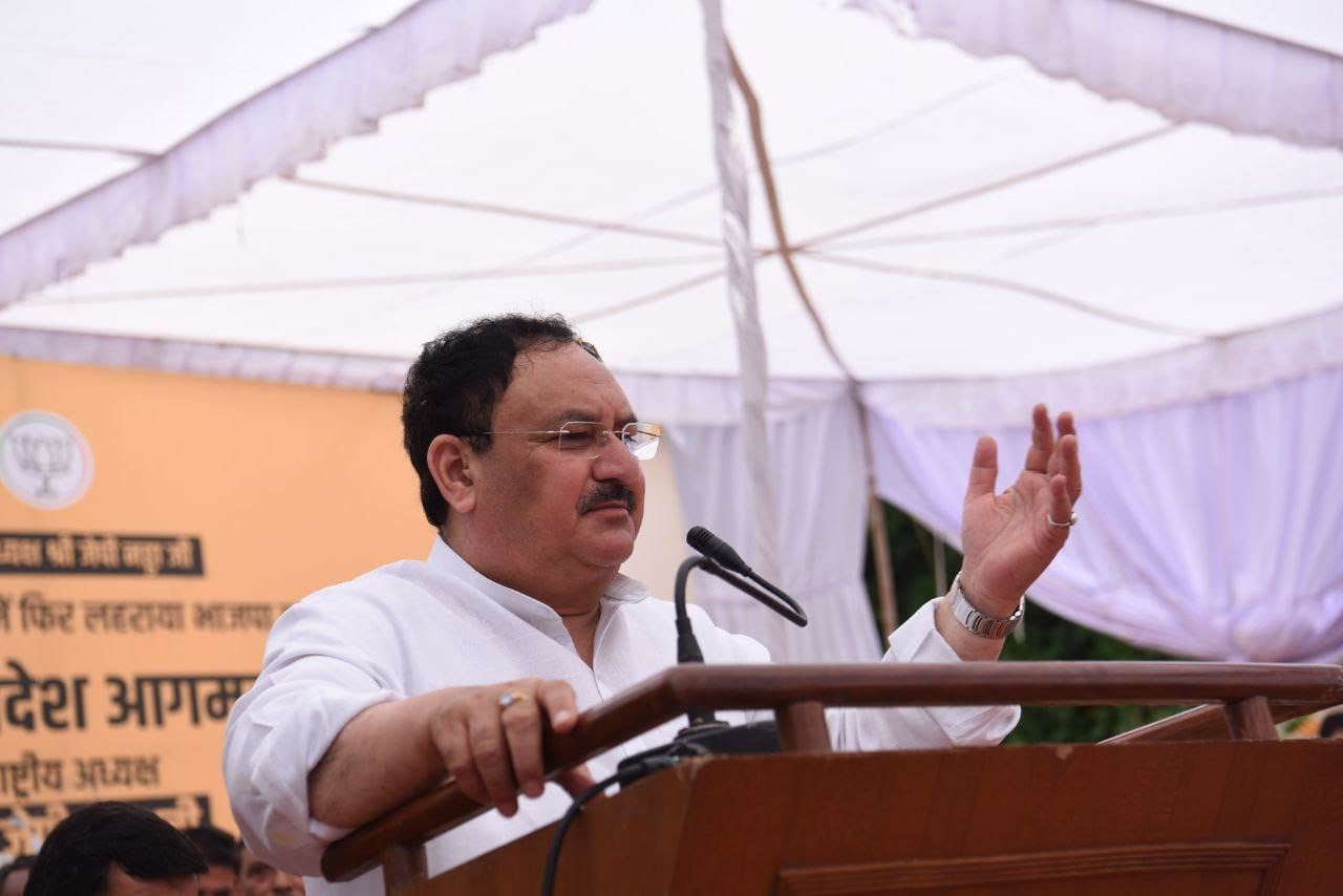 BJP National President Shri J.P. Nadda ji's warm welcome in Deoli, Bilaspur (Himachal Pradesh)