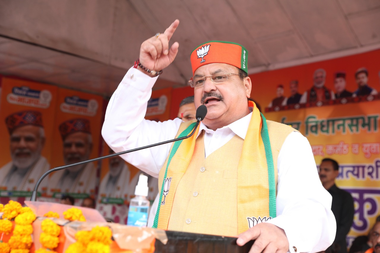 Hon’ble BJP National President Shri J.P. Nadda while addressing a public meeting in Sandhole, Dharampur, Mandi (Himachal Pradesh)