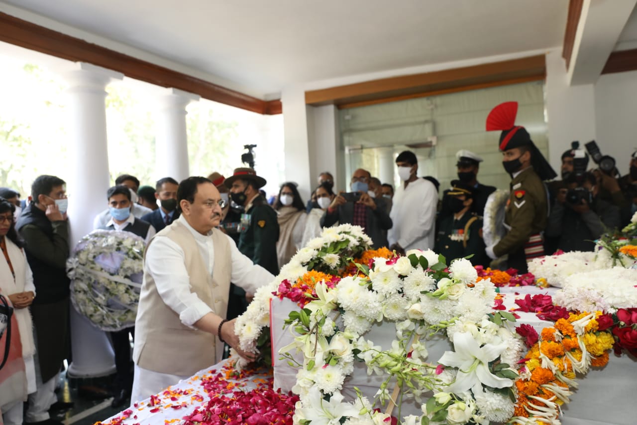 Hon'ble BJP National President Shri J.P. Nadda paid his last respects to CDS General Shri Bipin Rawat ji