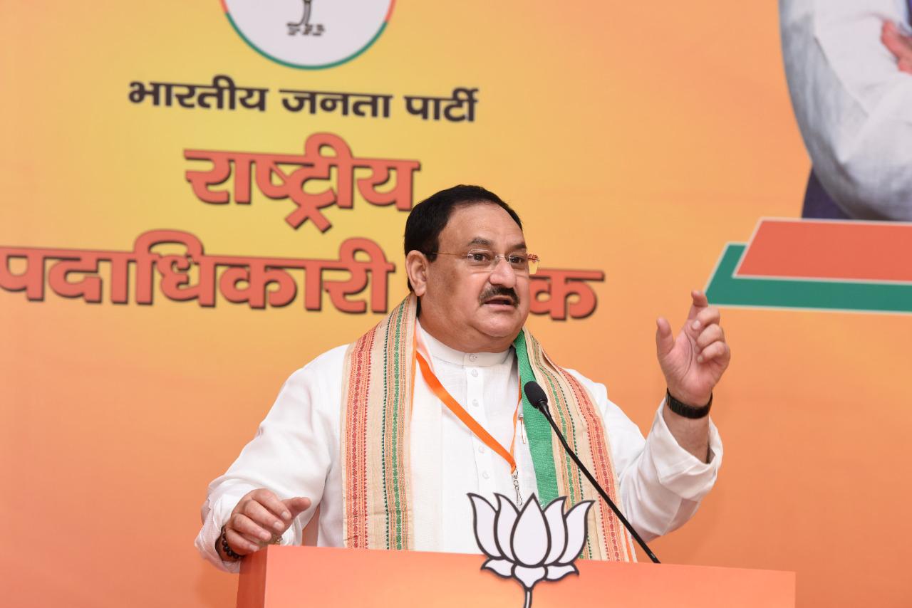   Hon'ble BJP National President Shri J.P. Nadda inaugurating and addressing BJP National Office Bearers meeting at BJP HQ, 6A DDU Marg, New Delhi