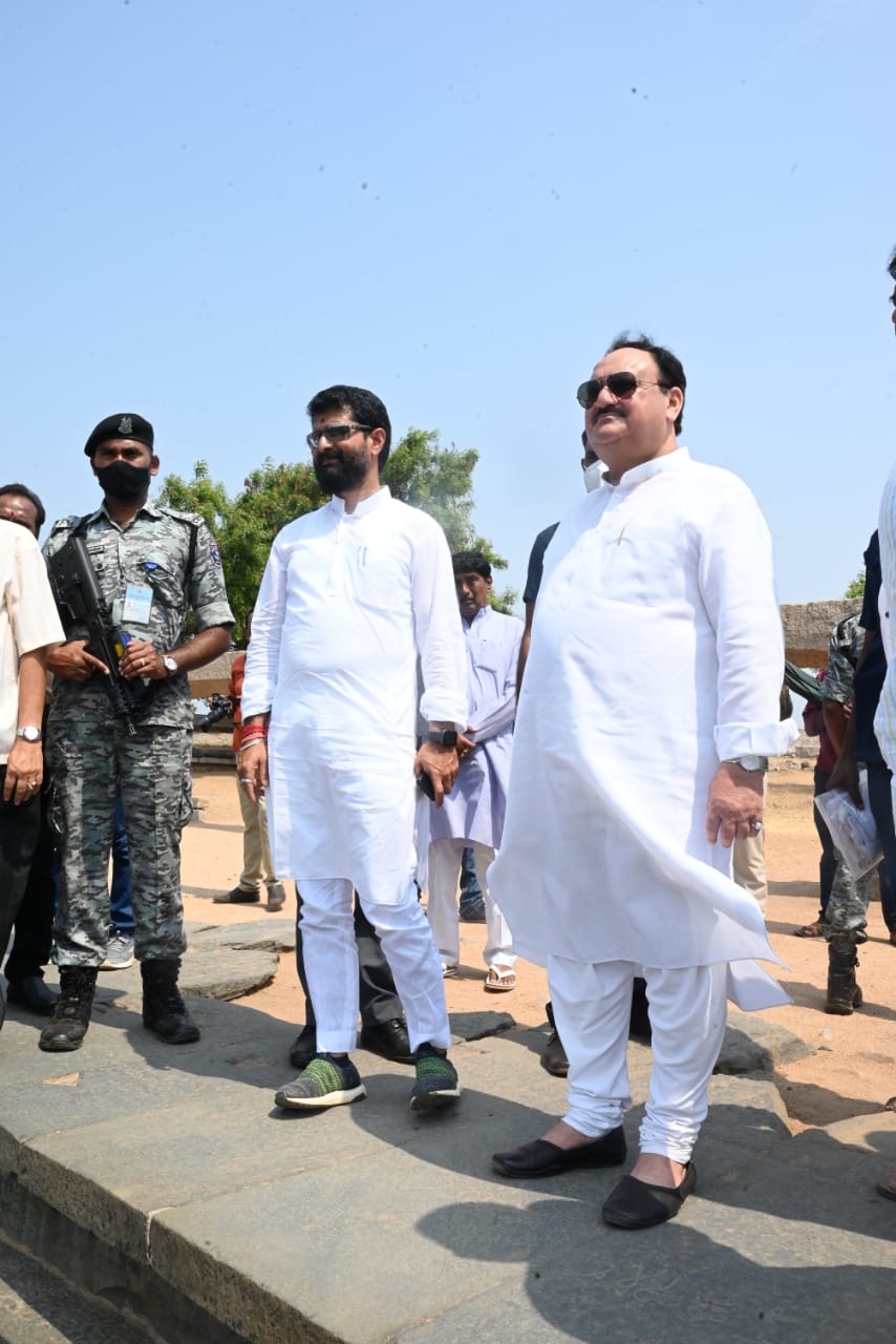 BJP National President Shri J.P. Nadda visited Remnants of the past glory inMahanavami Dibba in Hampi (K'taka)