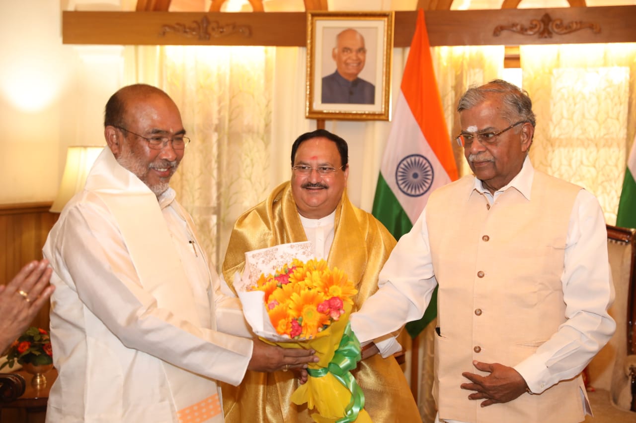 Hon'ble BJP National President Shri J.P. Nadda at the swearing ceremony of Manipur Chief Minister Shri N. Biren Singh