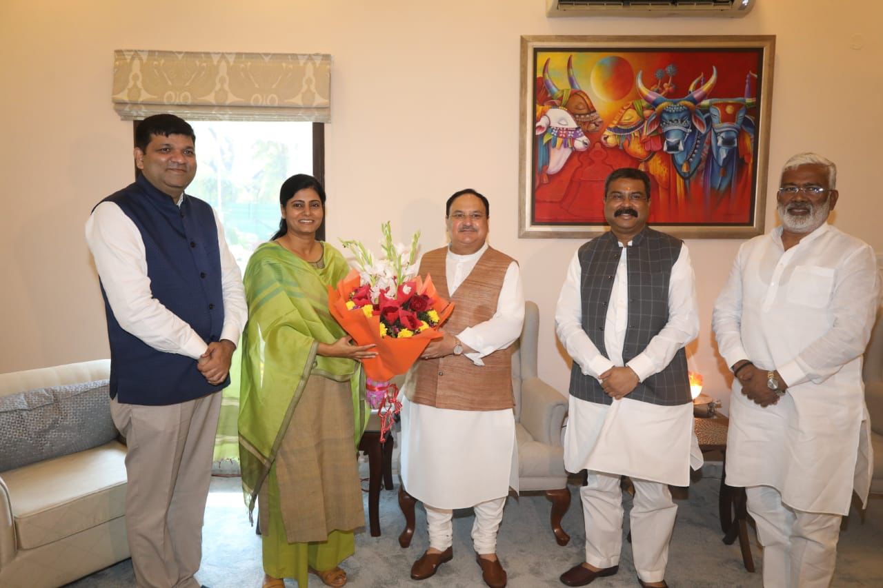 Leaders of Apna Dal (S), Smt. Anupriya Patel and Shri Ashish Patel met & congratulated Hon'ble BJP National President Shri J.P. Nadda at his residence 7-B, Motilal Nehru Marg, New Delhi