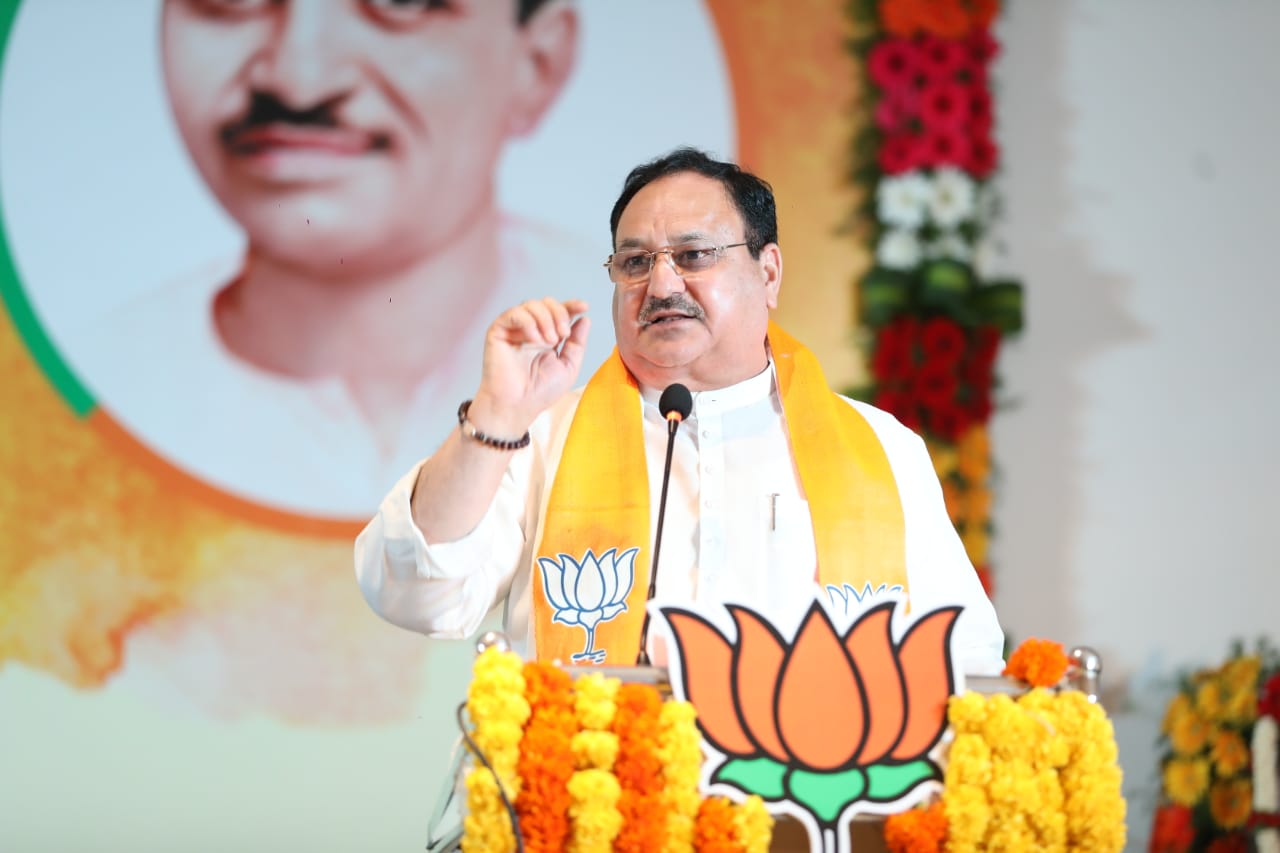 BJP National President Shri J.P. Nadda addressing "Prashikshana Varga" of National OBC Morcha at Ramada Resort, Singanayakanahalli, Doddaballapura Road, Yelahanka, B'luru (K'taka)