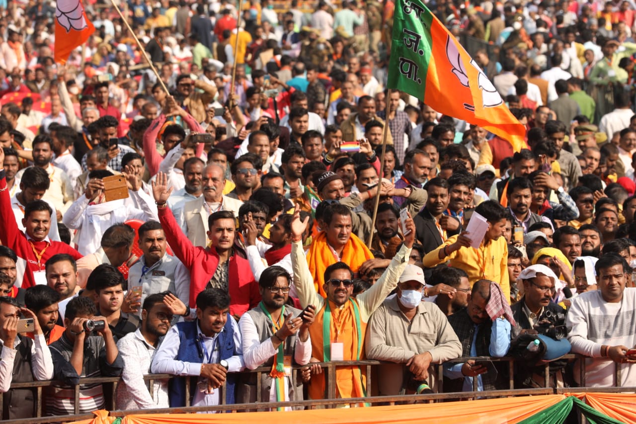 Photographs : Hon'ble BJP National President Shri J.P. Nadda while addressing Booth President Sammelan in Kanpur (Uttar Pradesh)