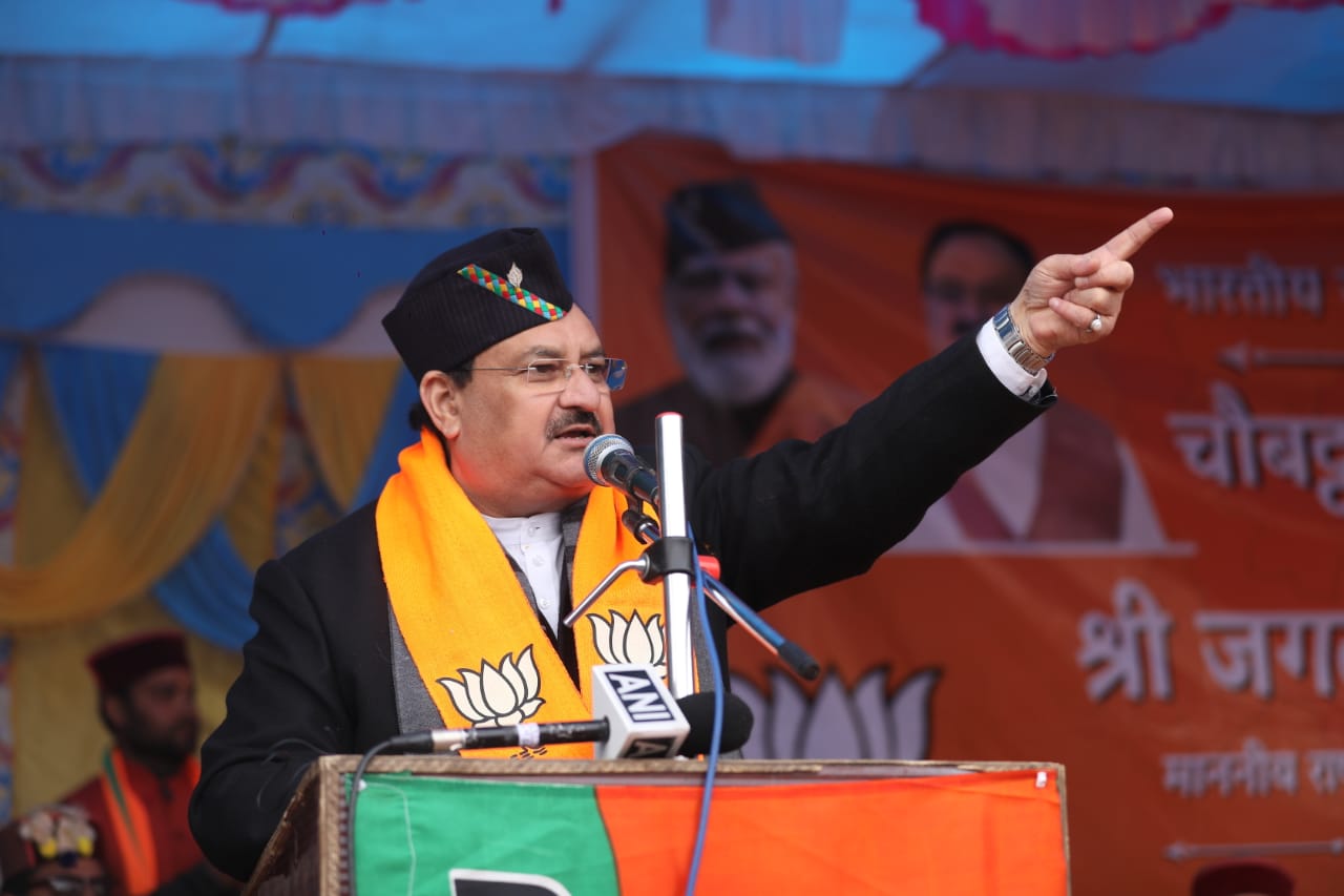 BJP National President Shri J.P. Nadda addressing a public meeting at Chaubattakhal (U'khand)