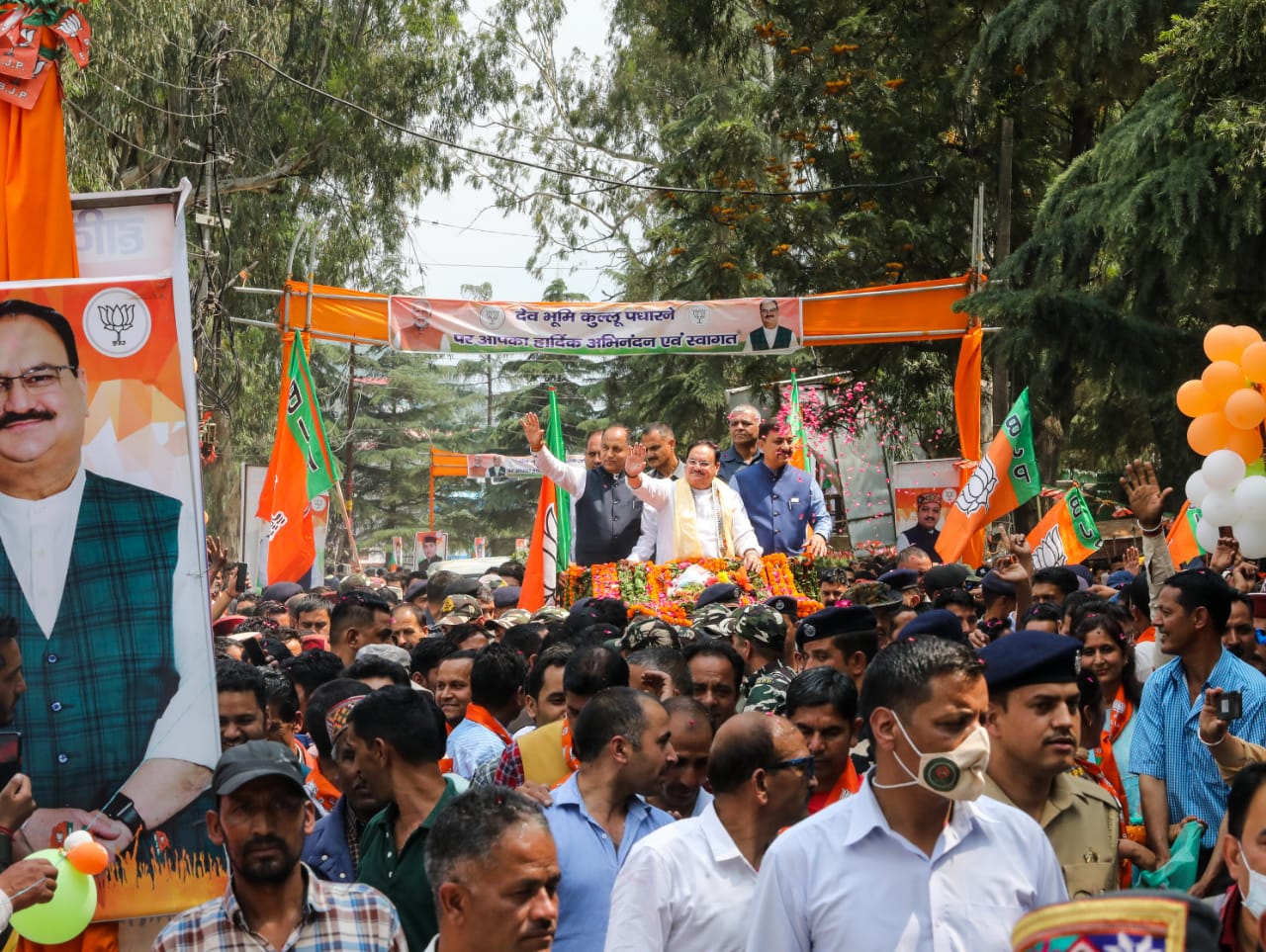 BJP National President Shri J.P. Nadda ji's road show in Kullu (Himachal Pradesh)